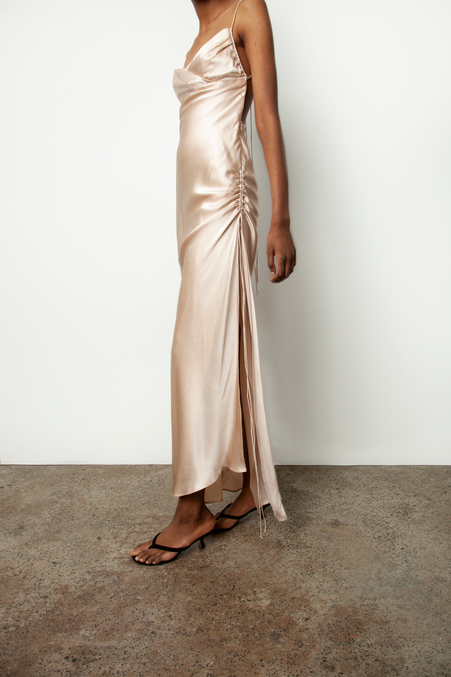 BACKLESS SILK SLIP DRESS