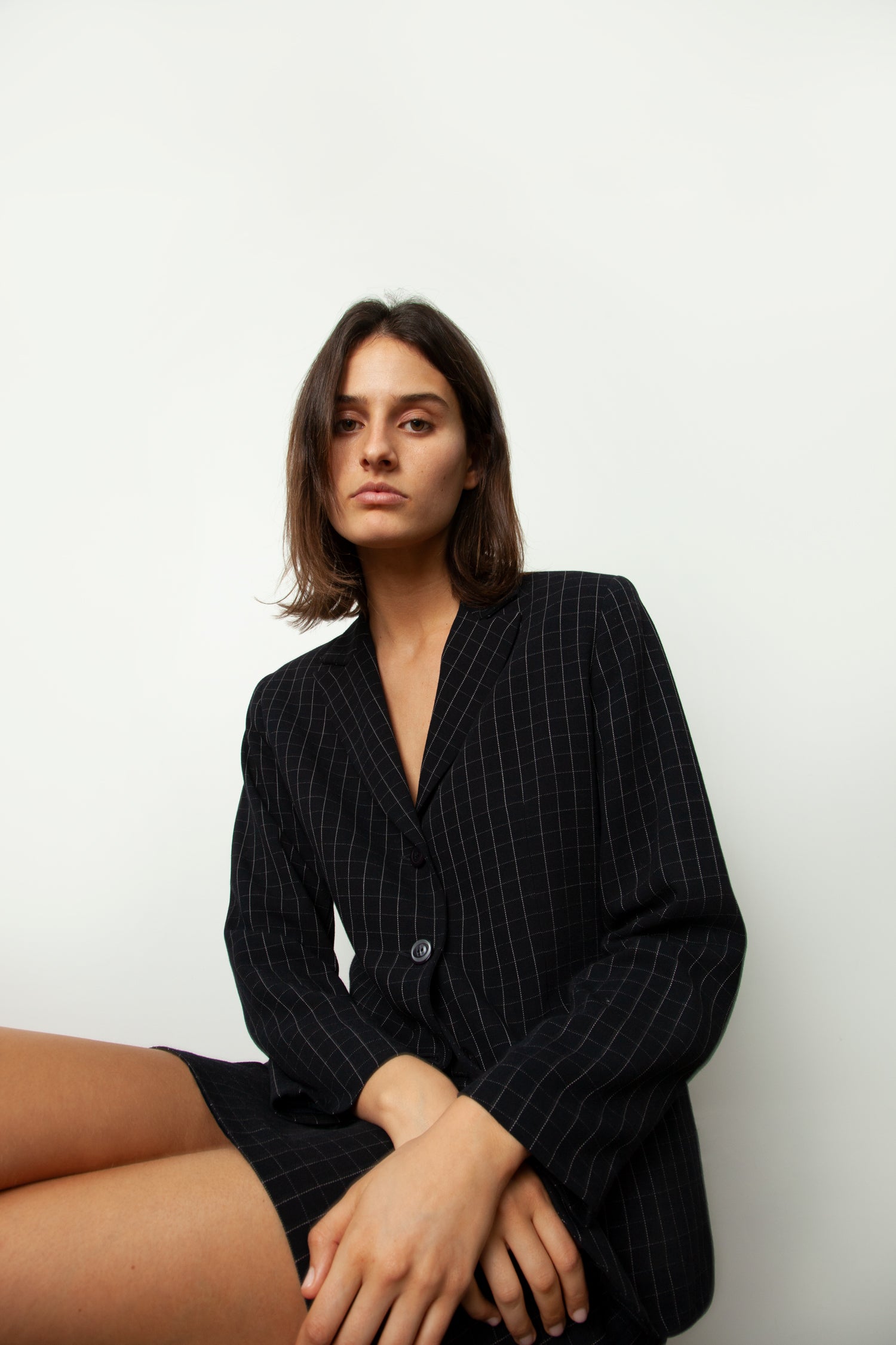 CHECK SKIRT SUIT