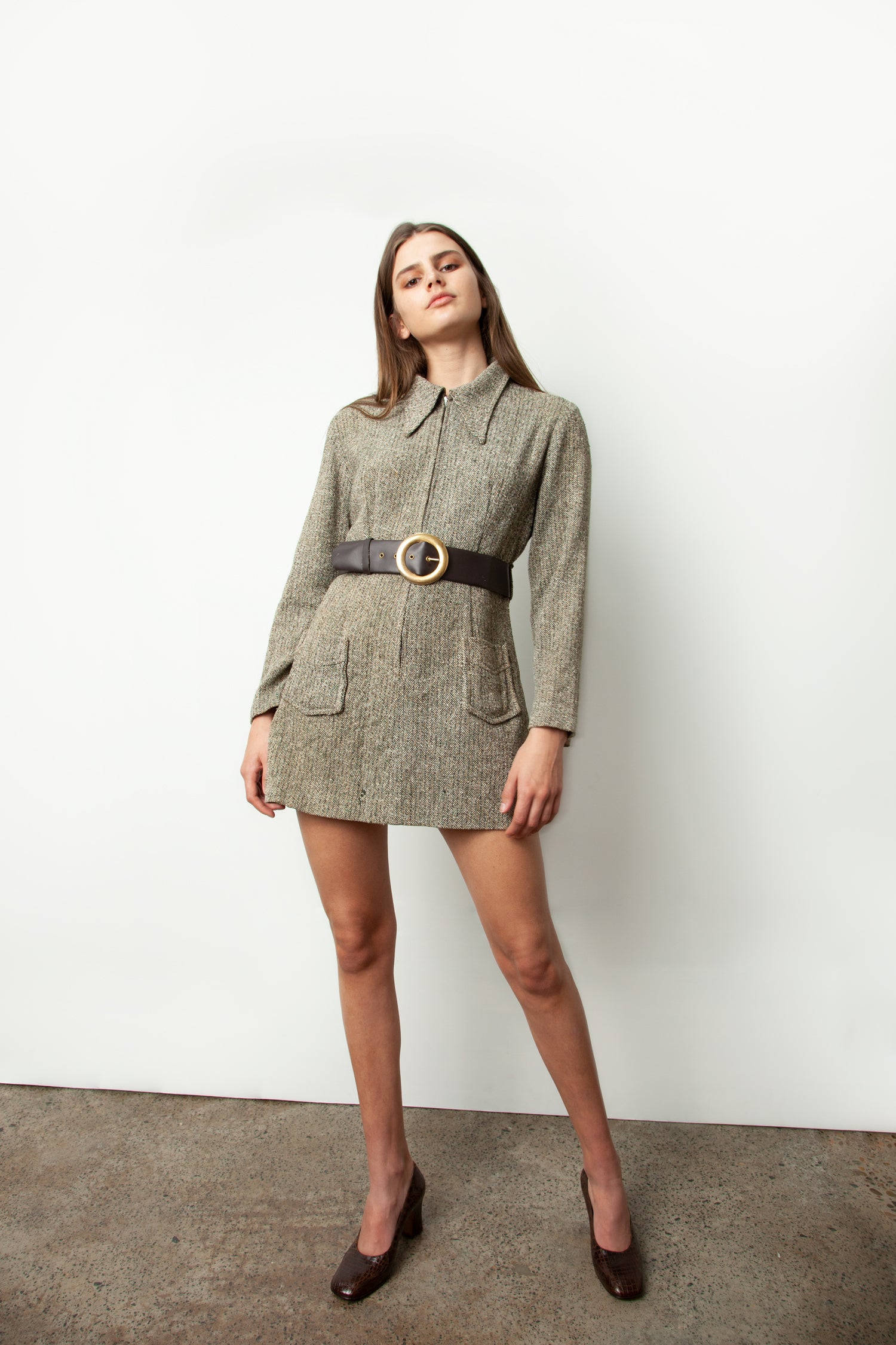 BELTED WOOL MINI