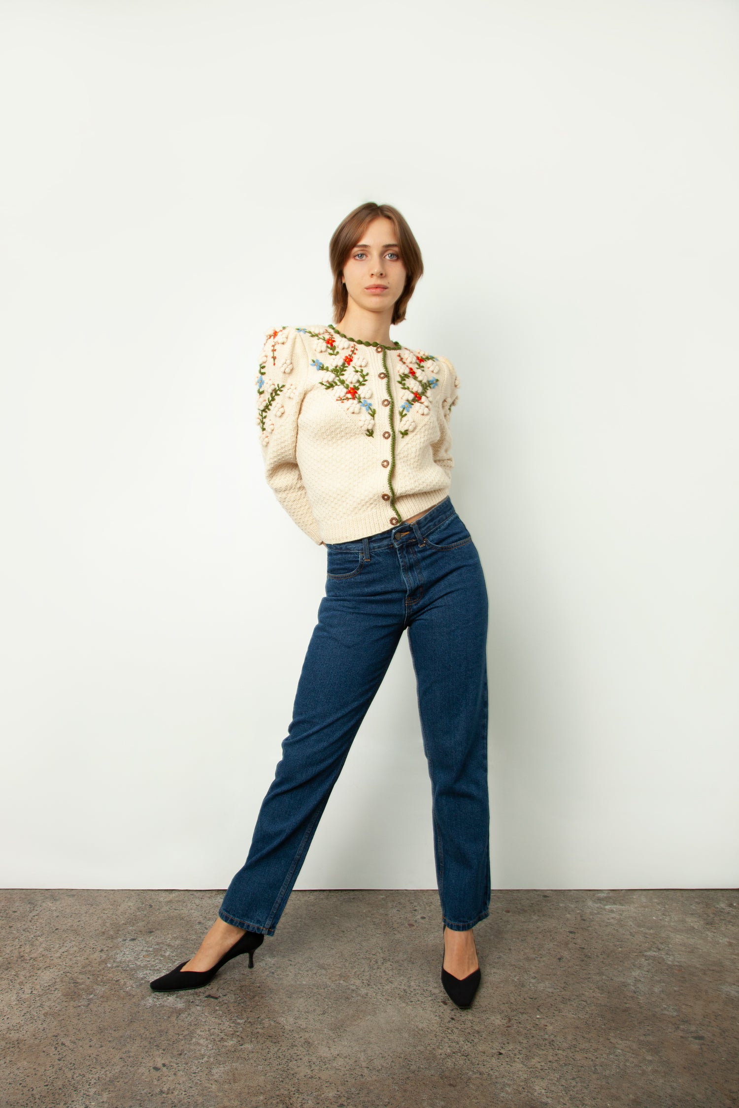 1950s HAND EMBROIDERED CARDIGAN