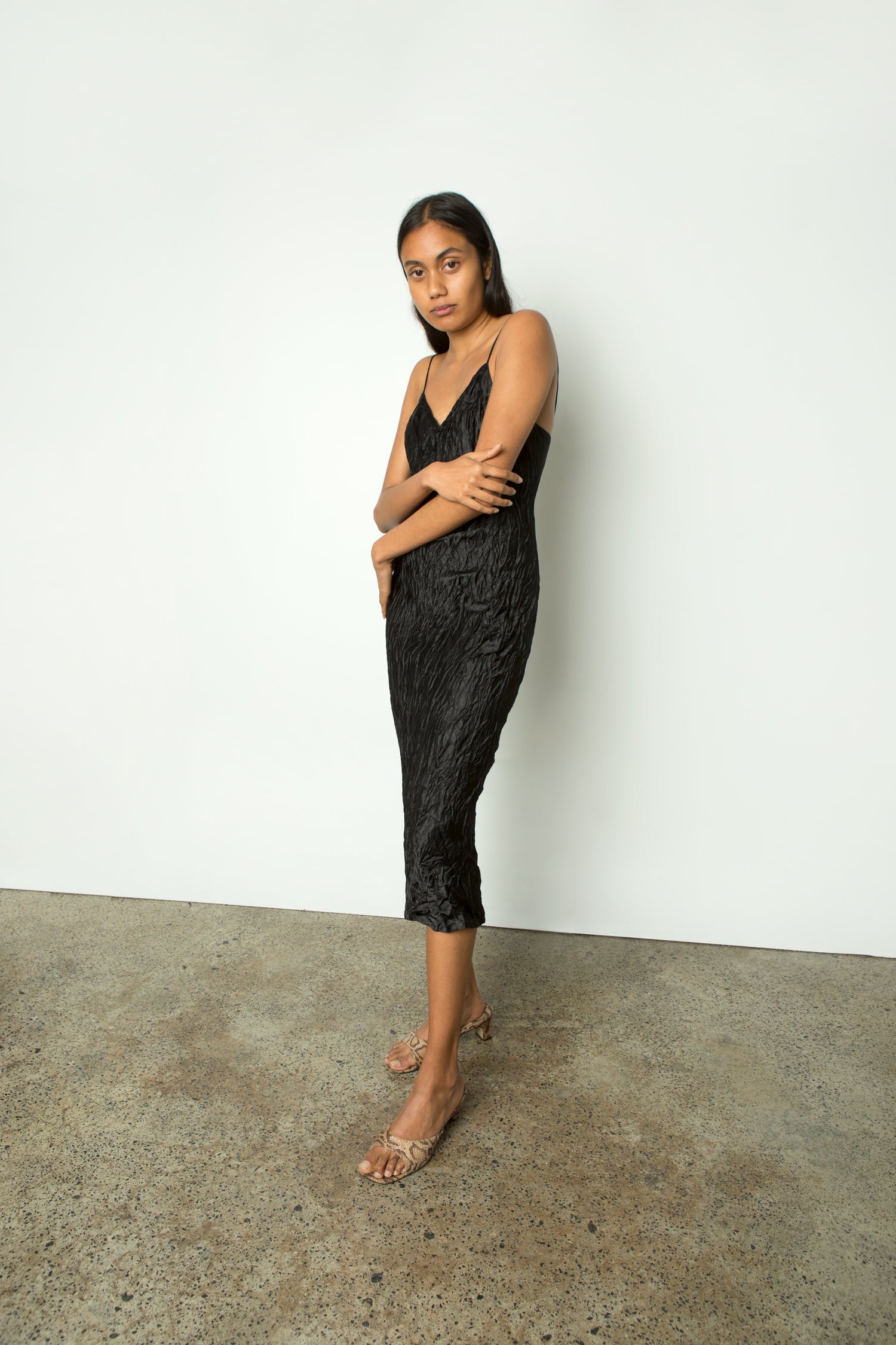 CRINKLE SLIP DRESS