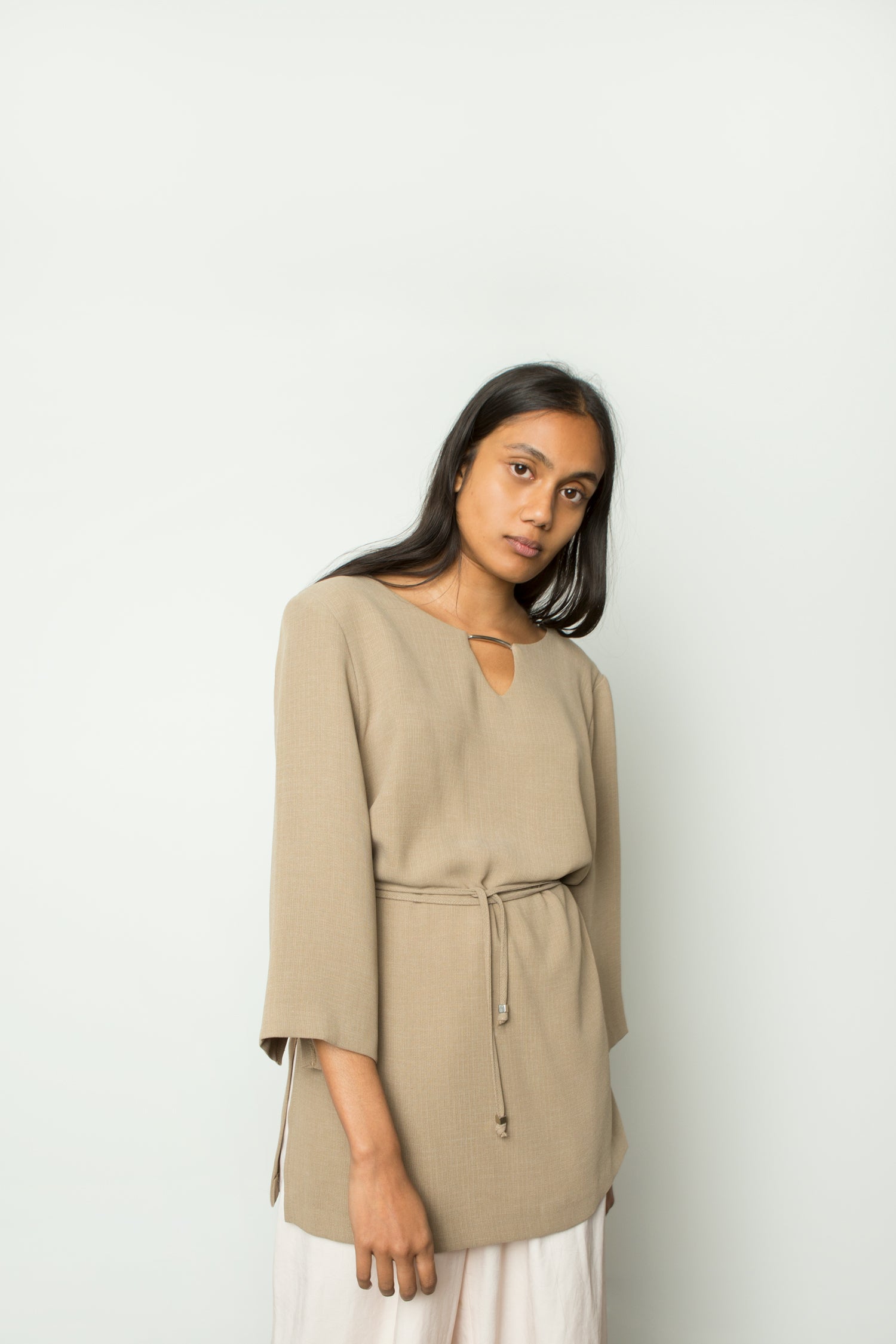 BELTED BLOUSE