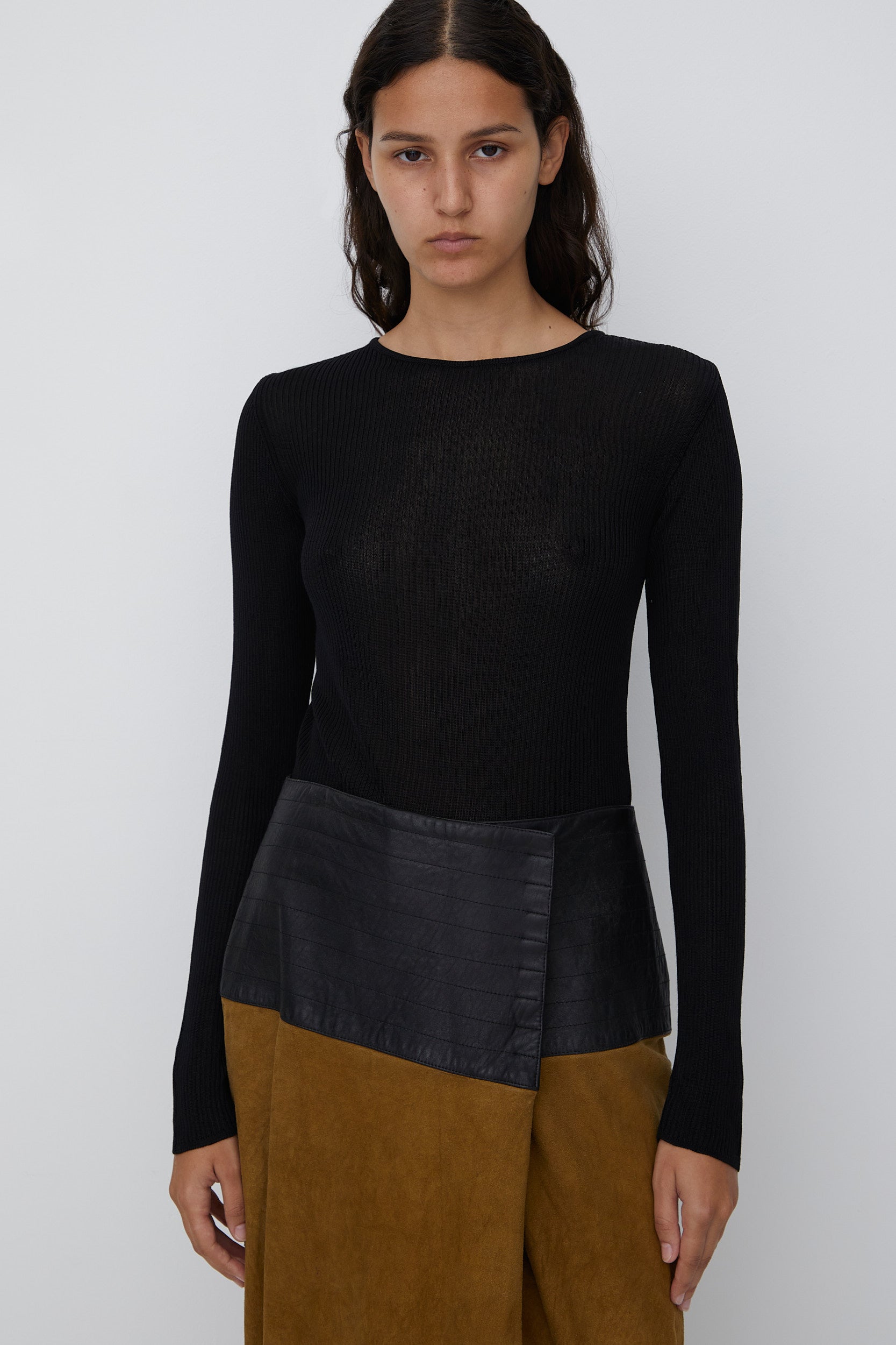 LEATHER AND SUEDE SKIRT