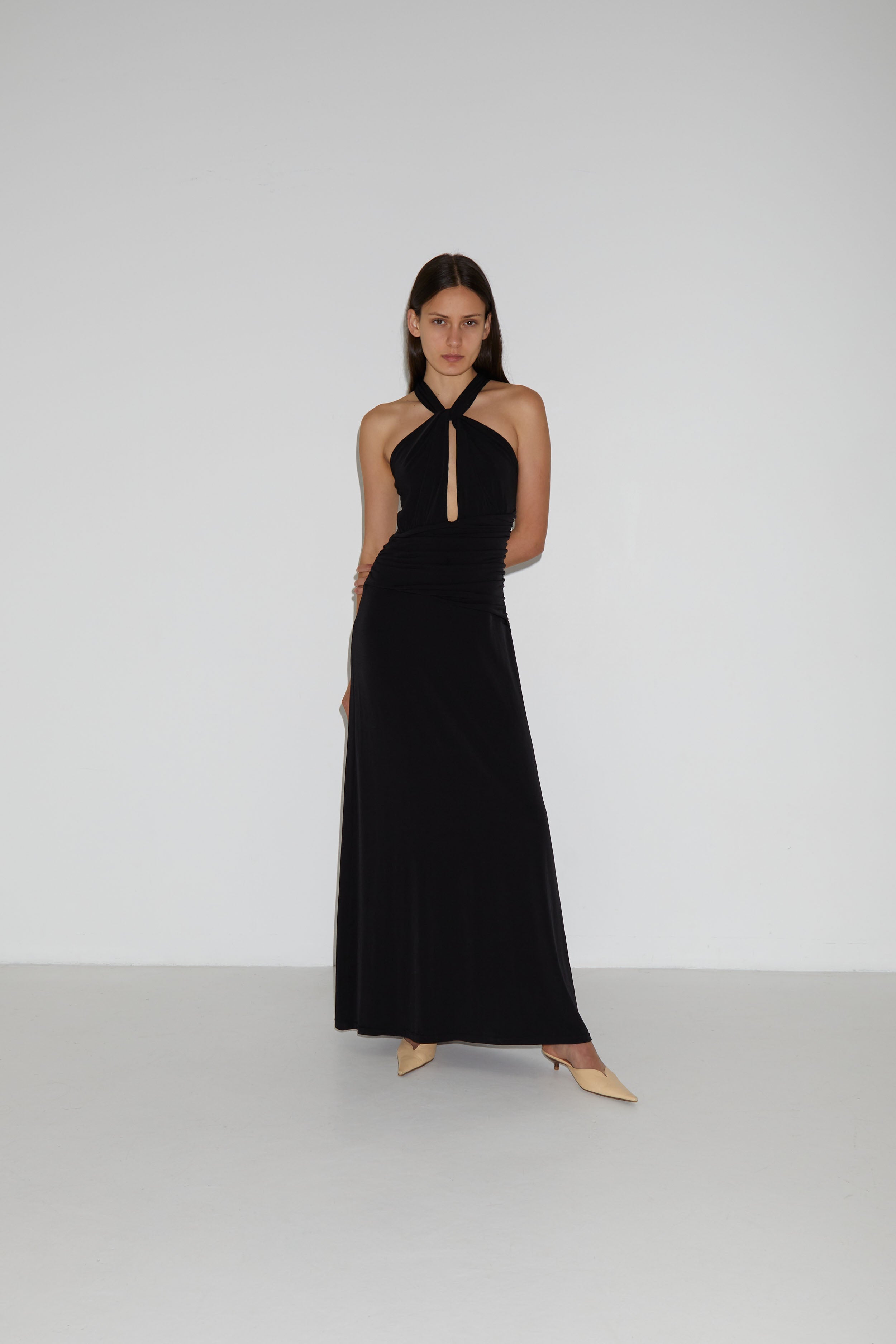 BACKLESS JERSEY GOWN