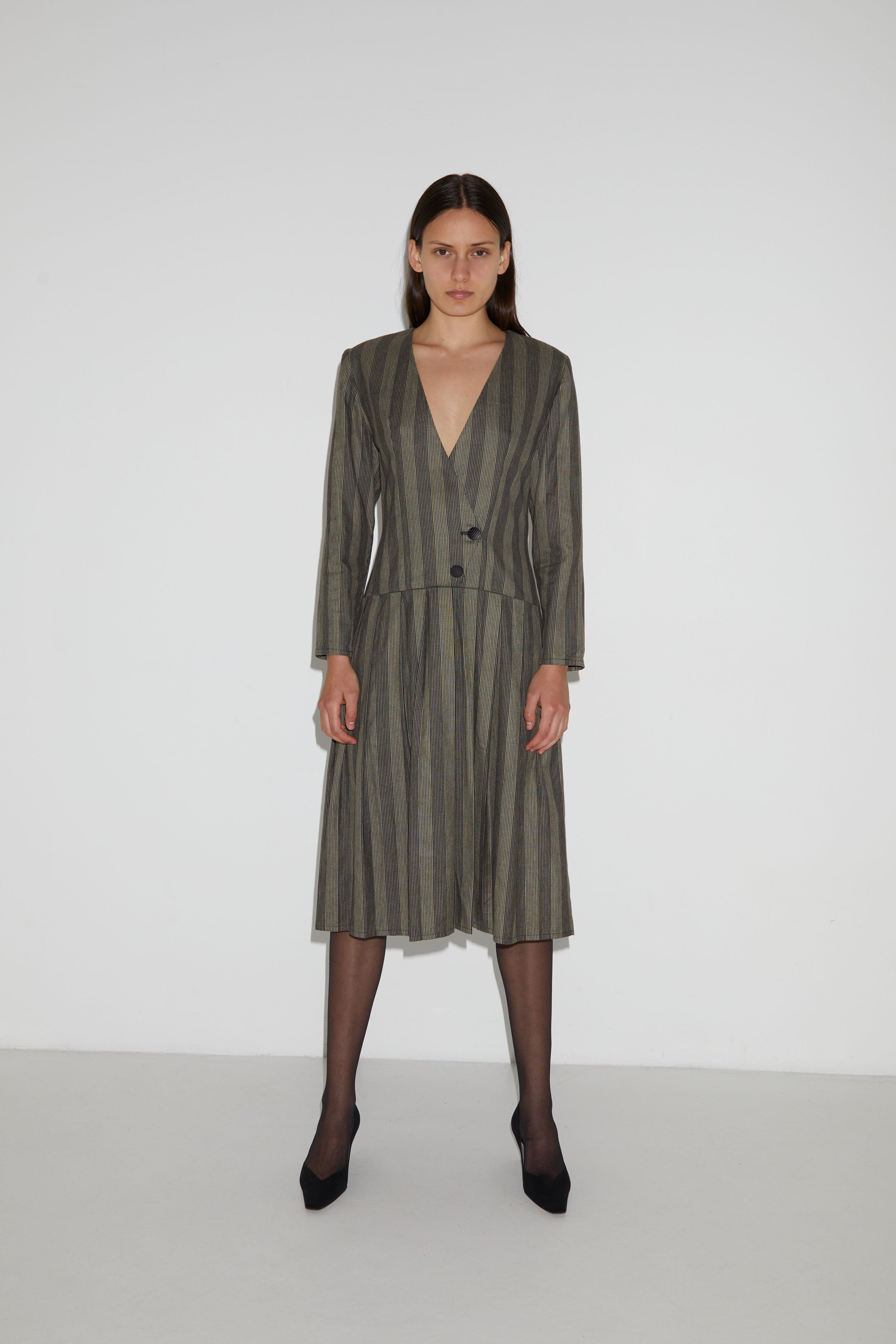 PLEATED STRIPE DRESS