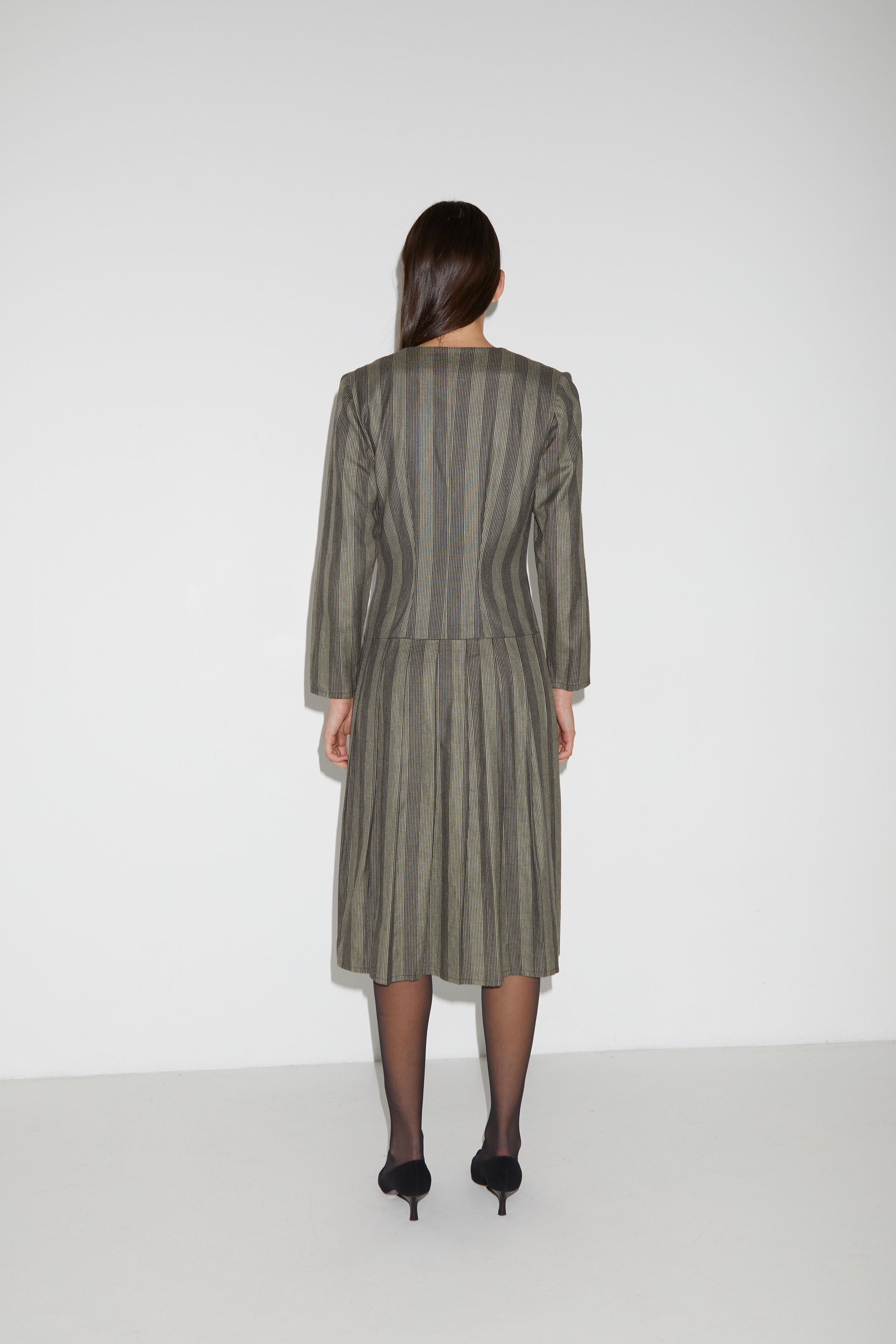 PLEATED STRIPE DRESS
