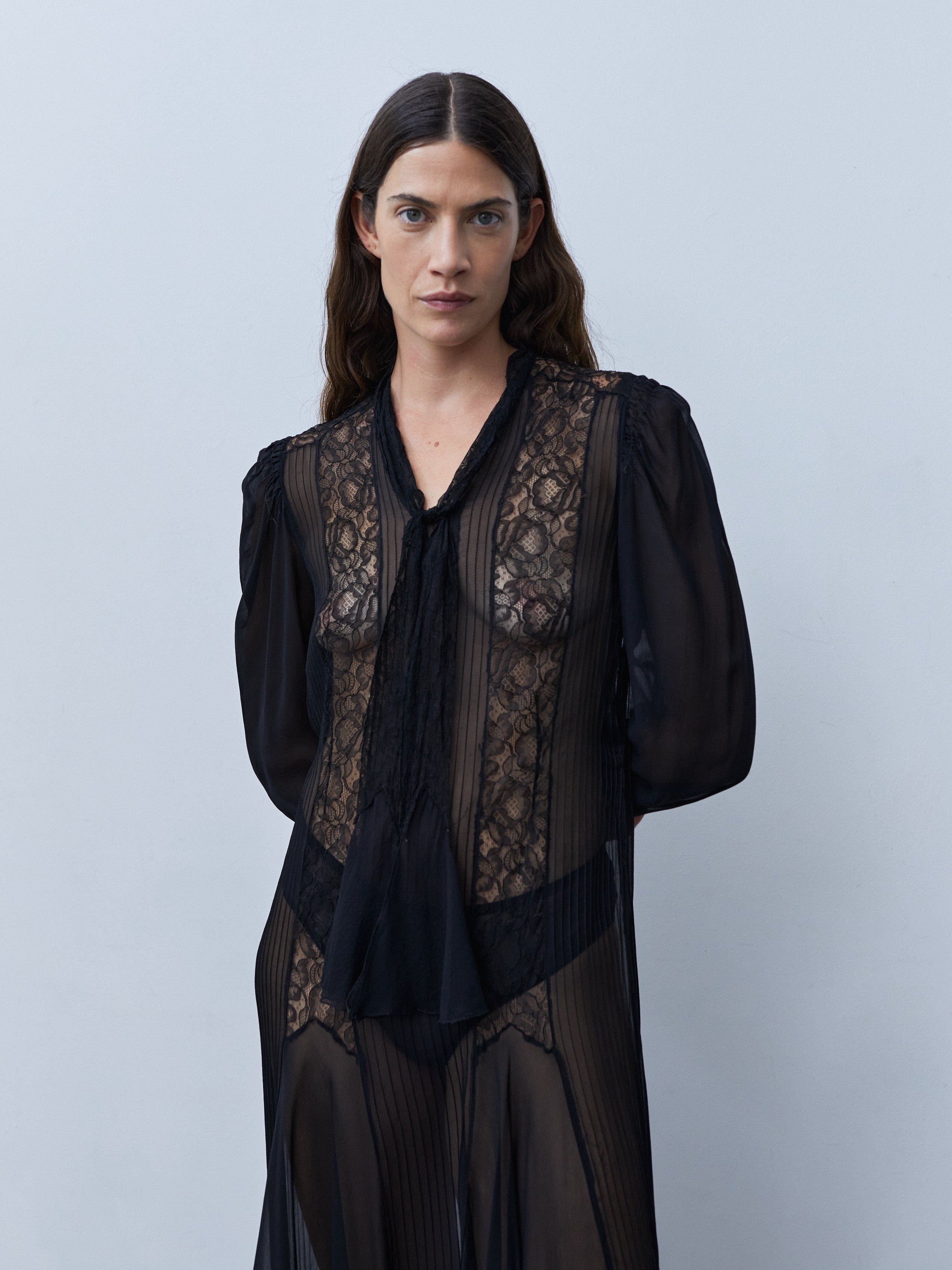 1930s SILK CHIFFON AND LACE DRESS