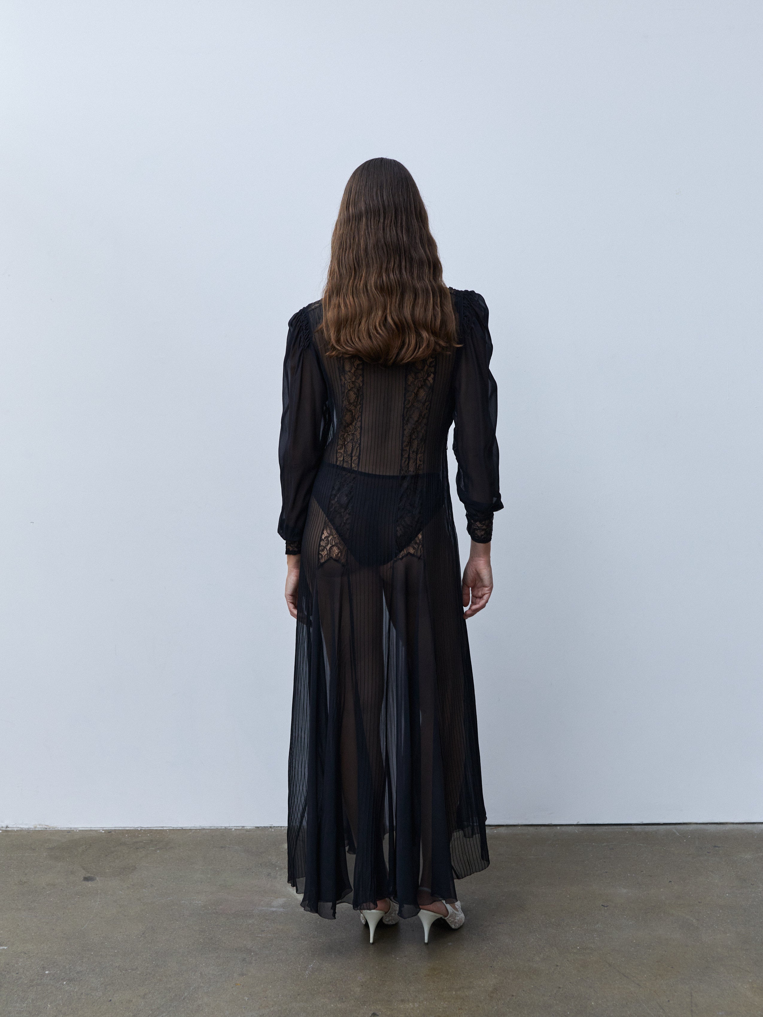 1930s SILK CHIFFON AND LACE DRESS