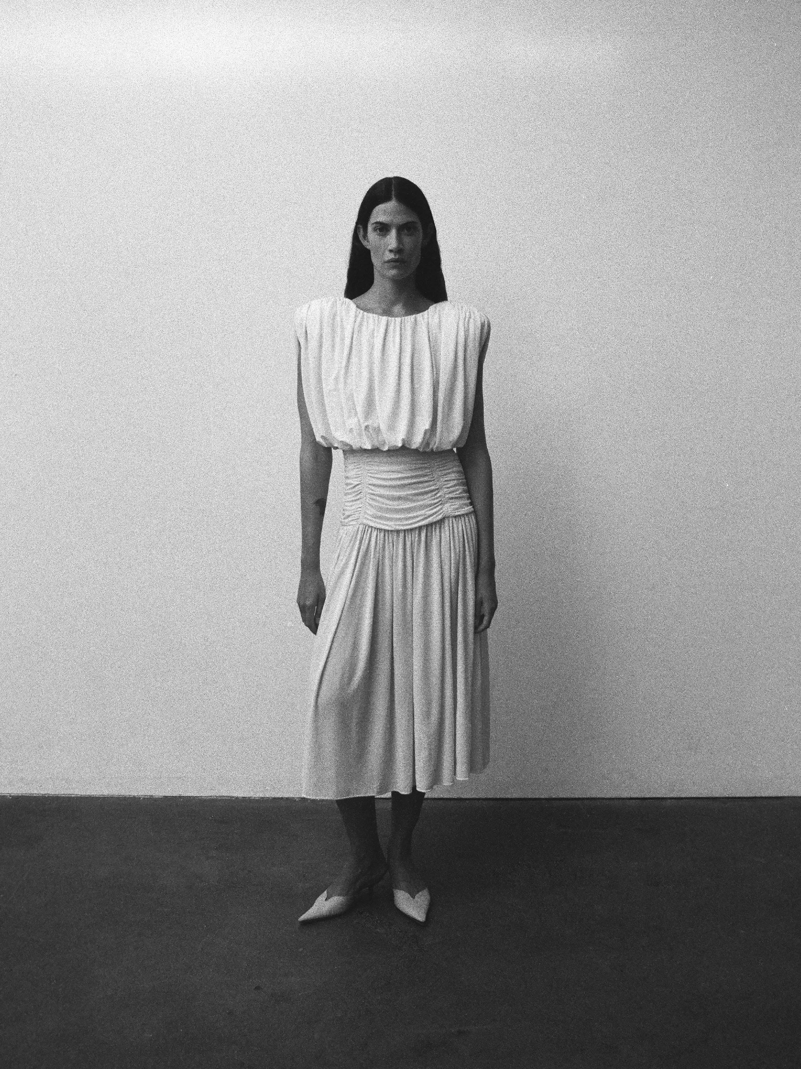 1980s GATHERED DRESS