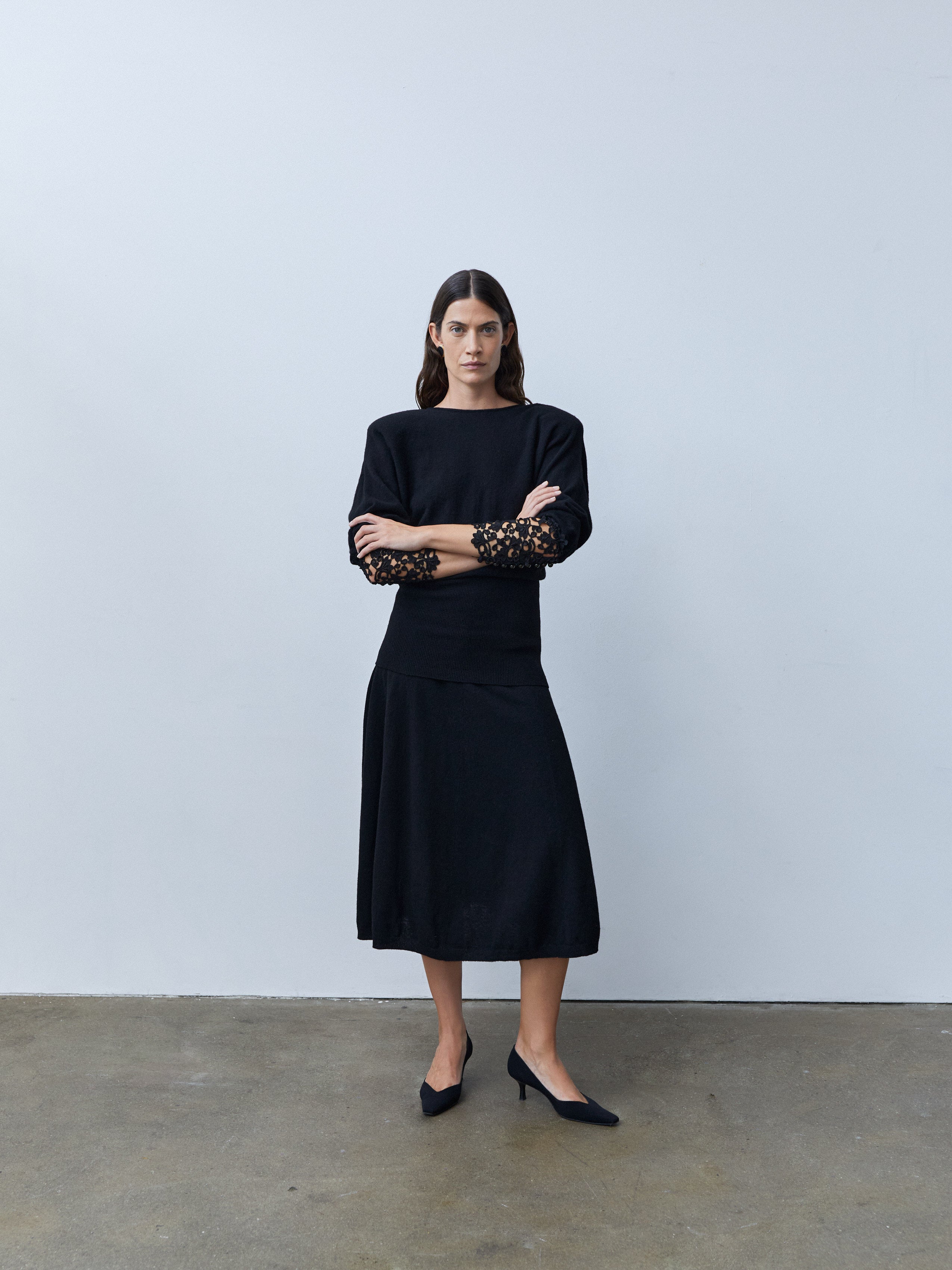 1980s WOOL LACE DRESS