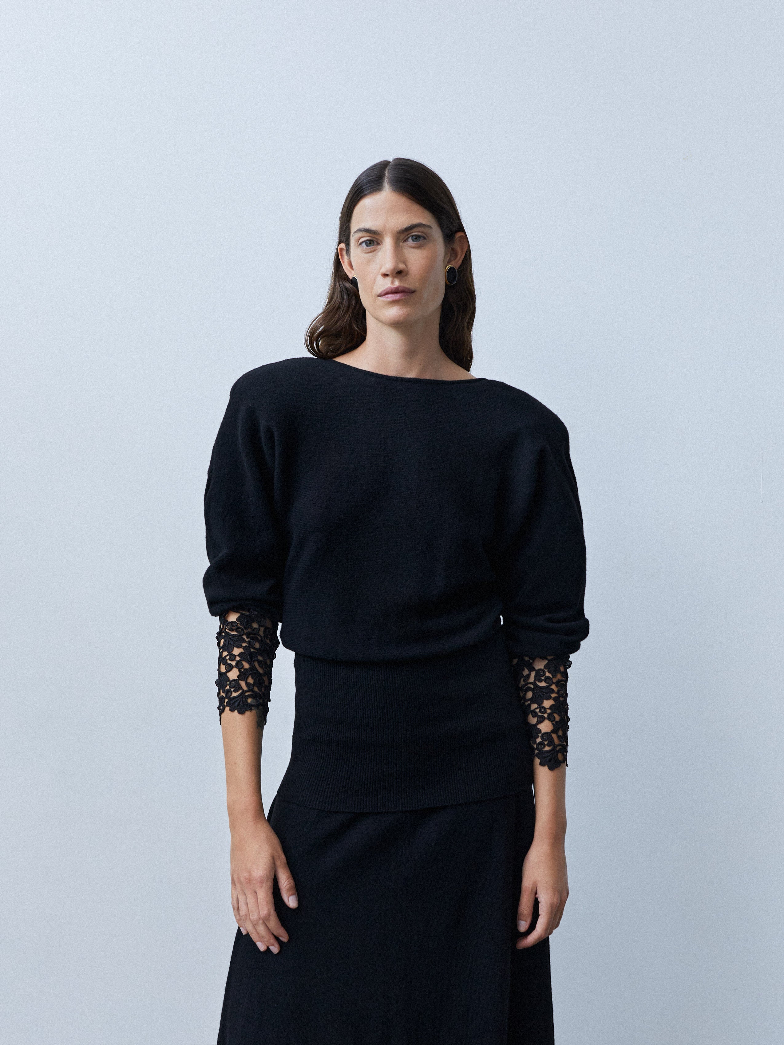 1980s WOOL LACE DRESS