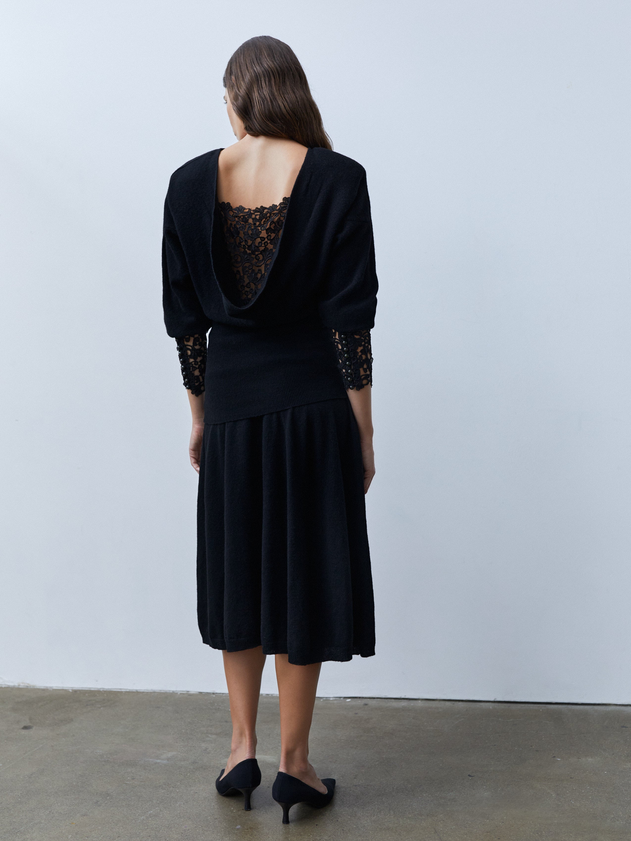 1980s WOOL LACE DRESS
