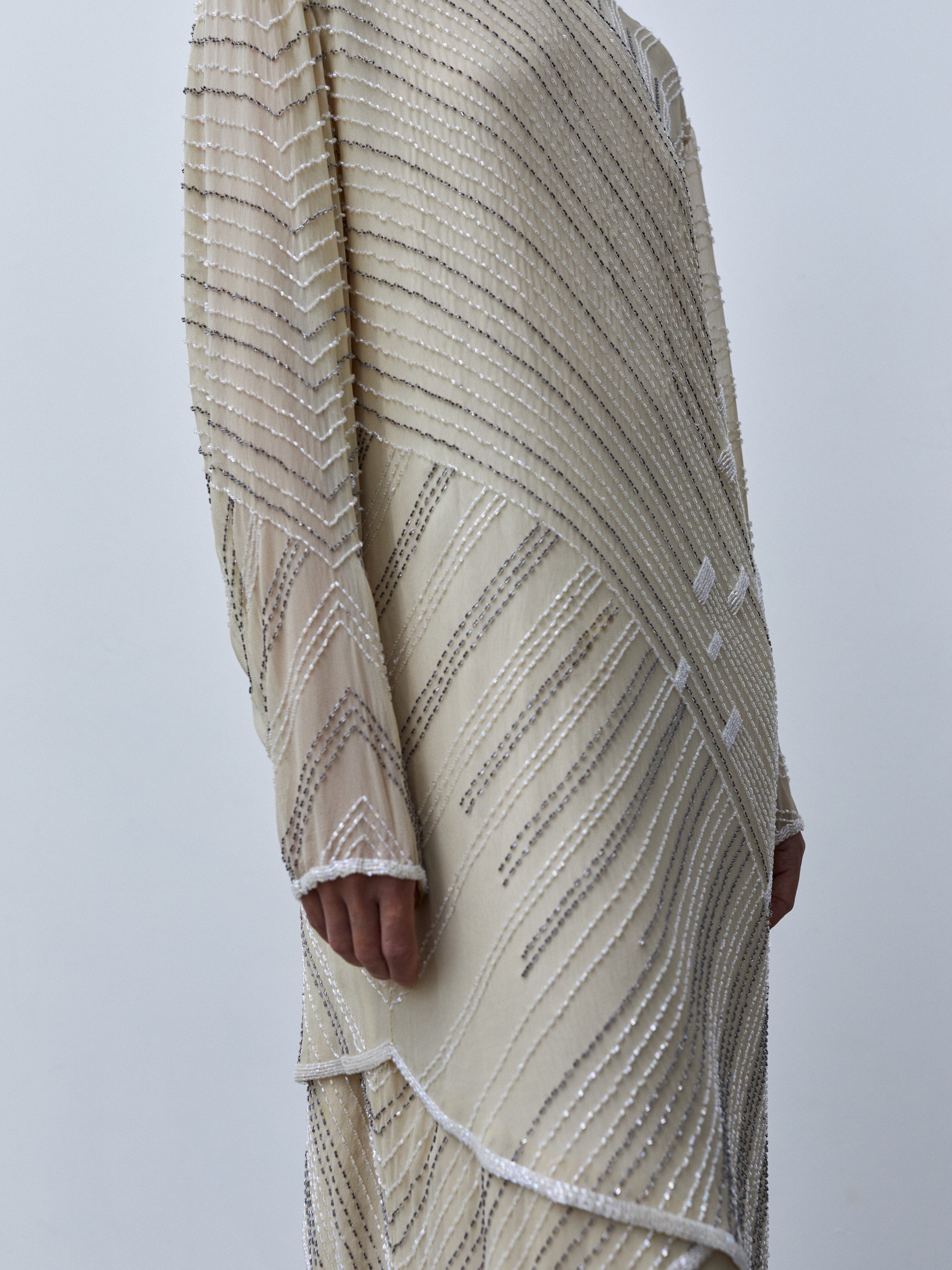 BEADED SILK CHIFFON DRESS