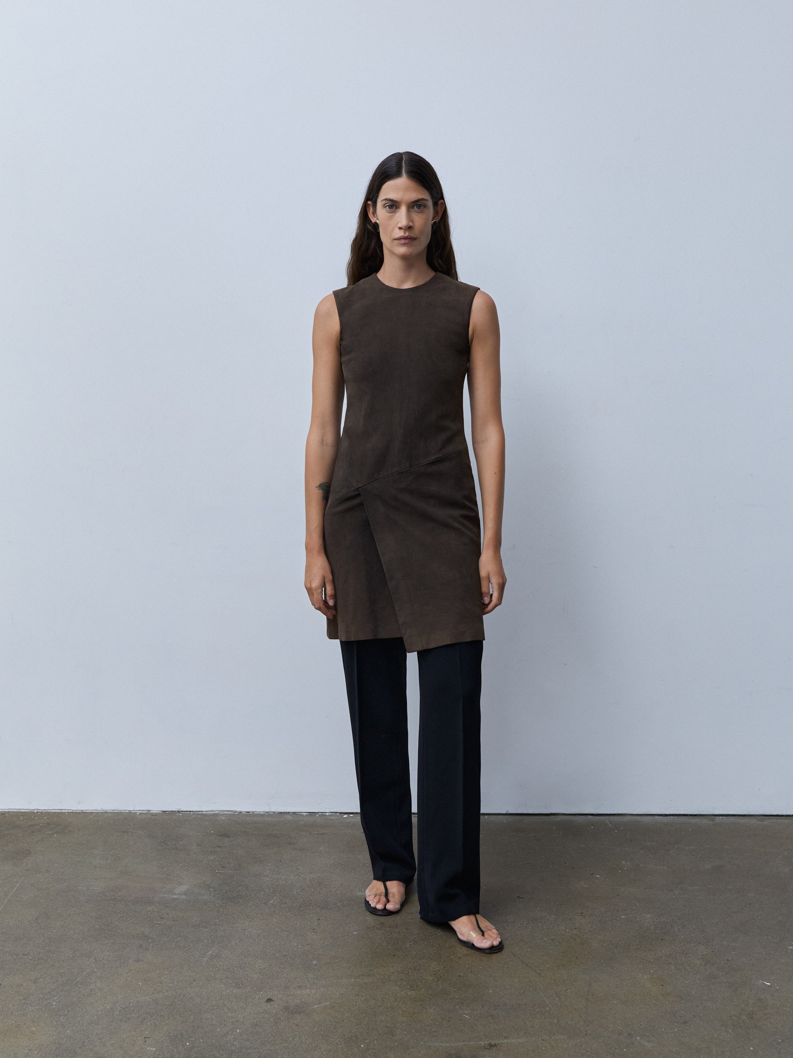 CALVIN KLEIN COLLECTION FALL 2001 SUEDE DRESS