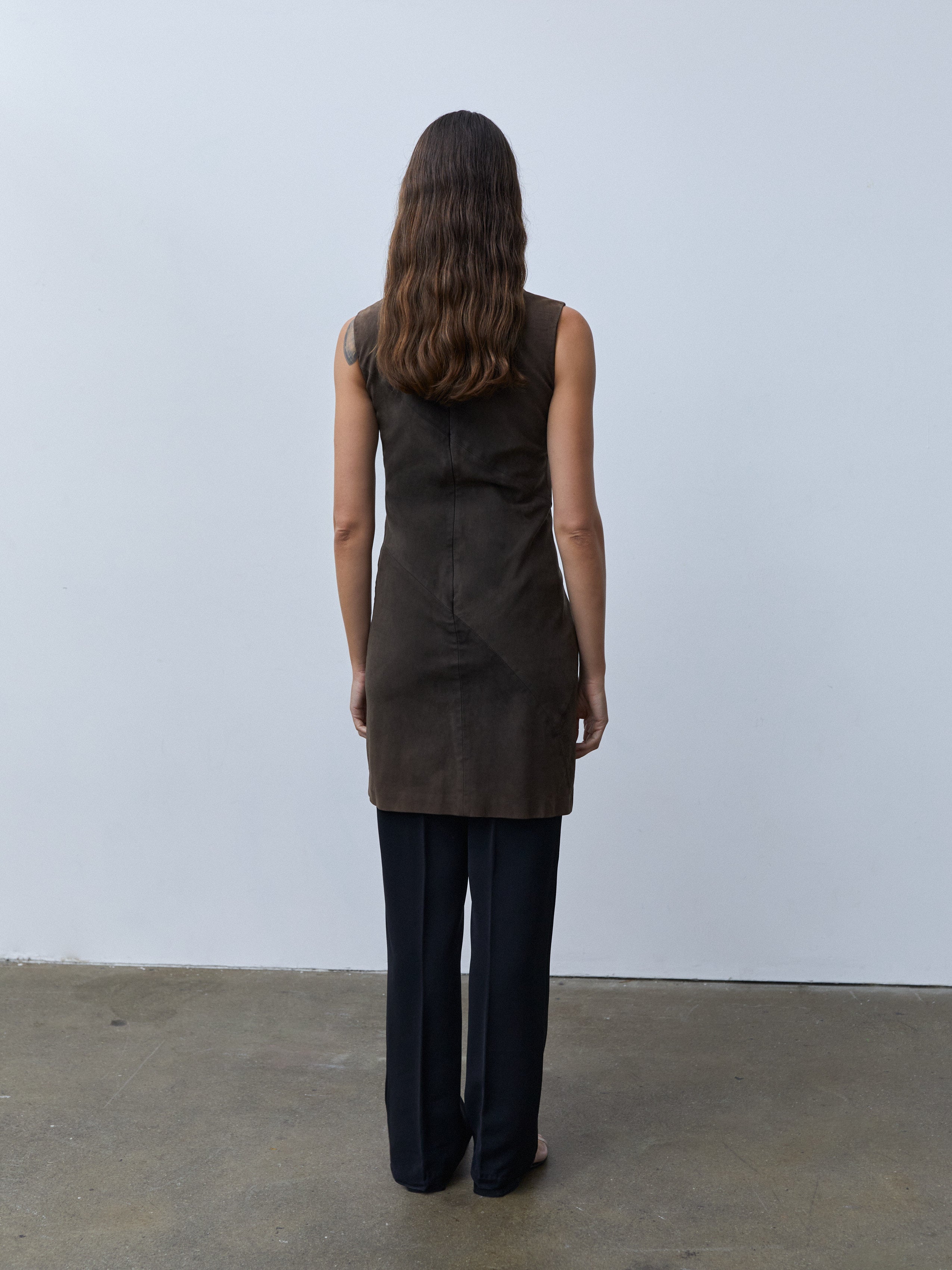CALVIN KLEIN COLLECTION FALL 2001 SUEDE DRESS
