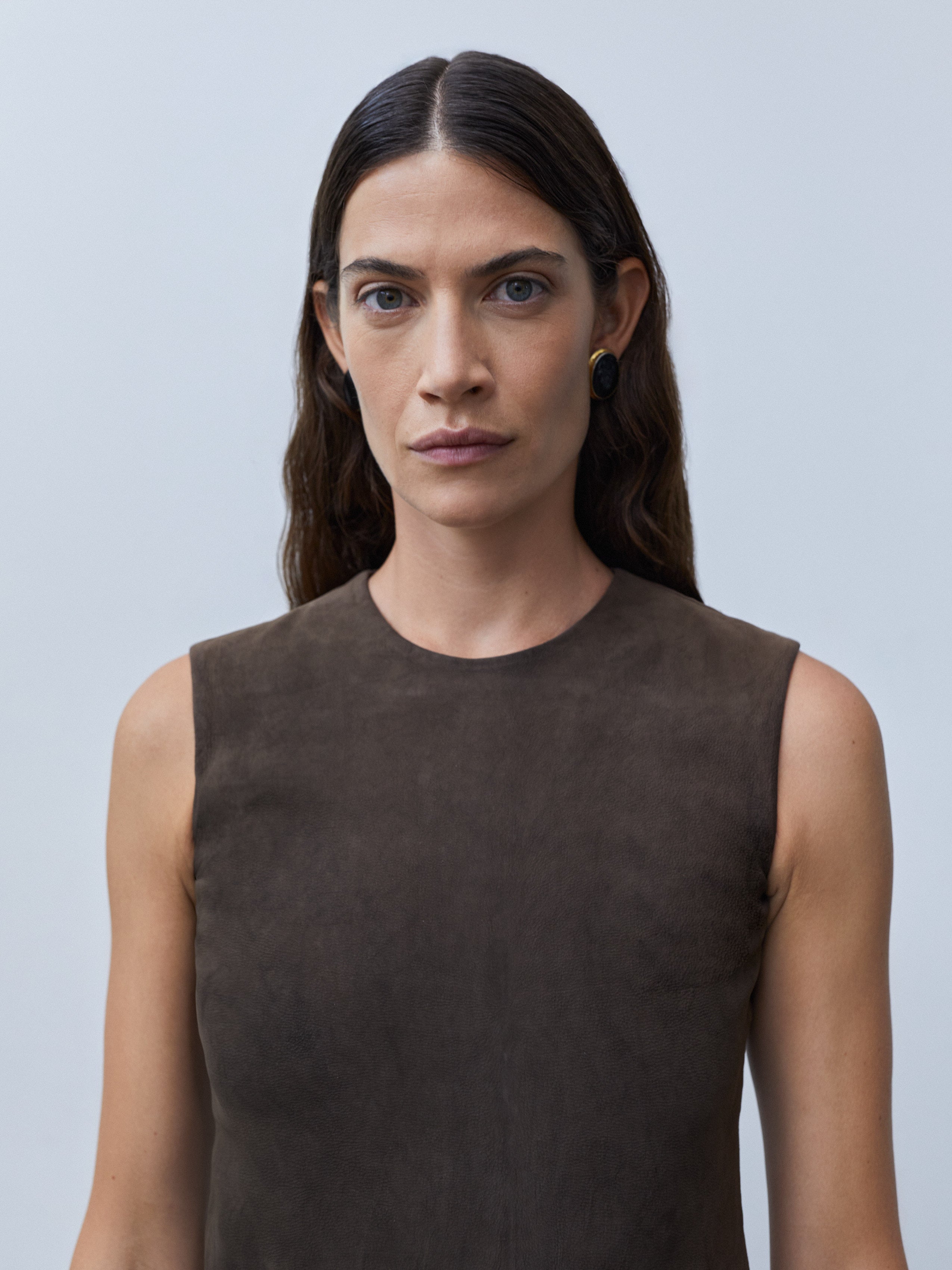 CALVIN KLEIN COLLECTION FALL 2001 SUEDE DRESS