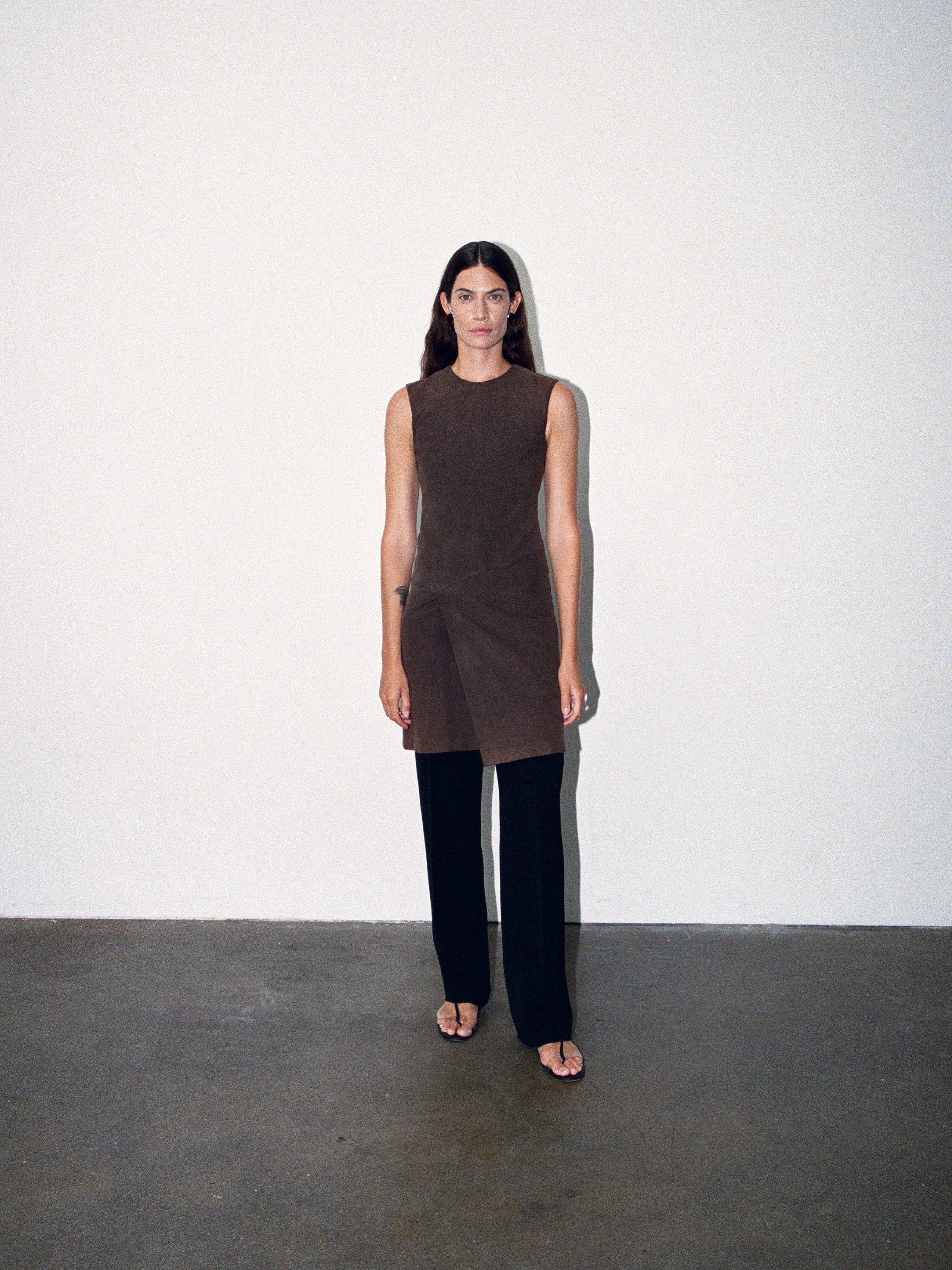 CALVIN KLEIN COLLECTION FALL 2001 SUEDE DRESS