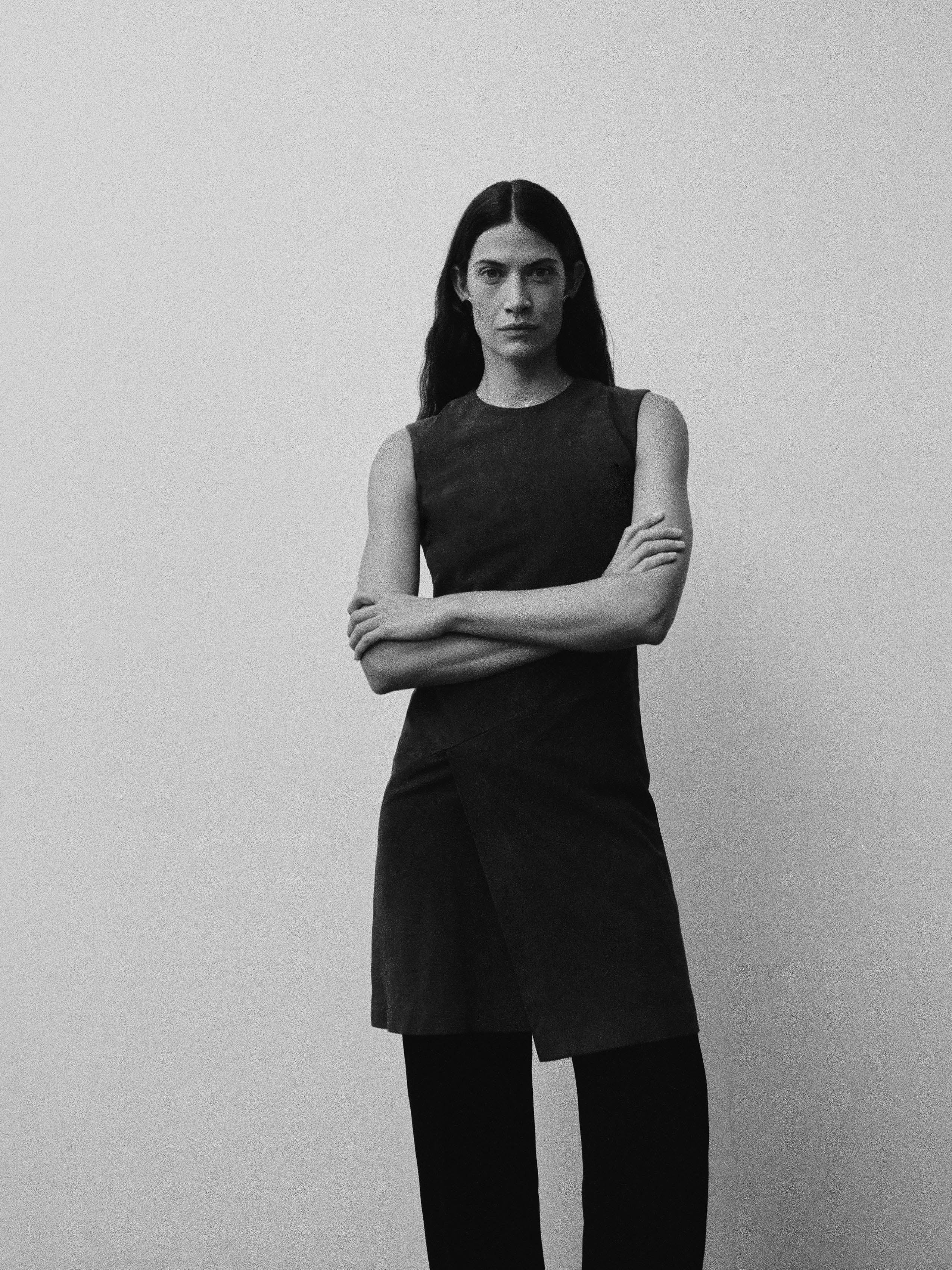 CALVIN KLEIN COLLECTION FALL 2001 SUEDE DRESS