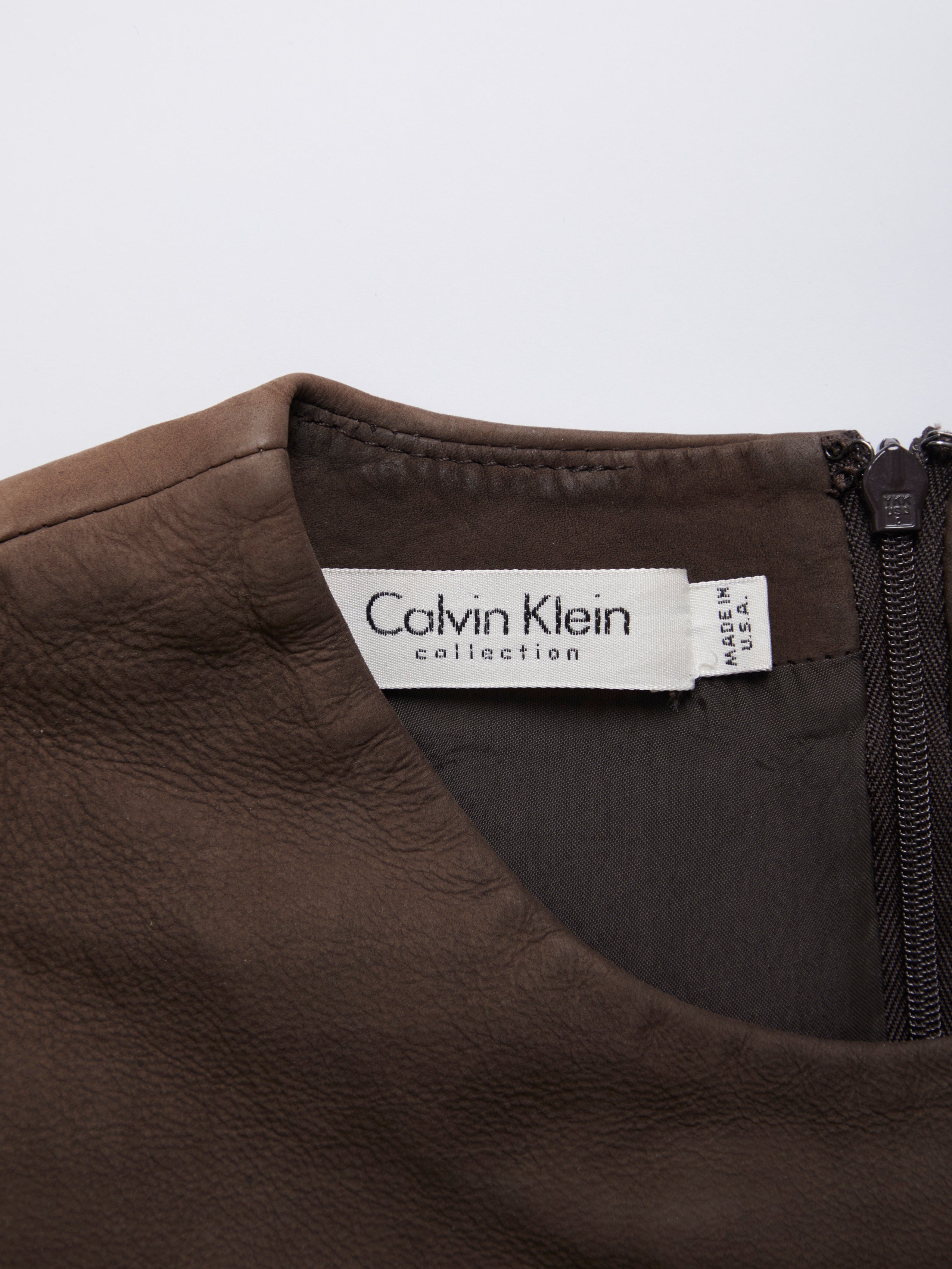 CALVIN KLEIN COLLECTION FALL 2001 SUEDE DRESS