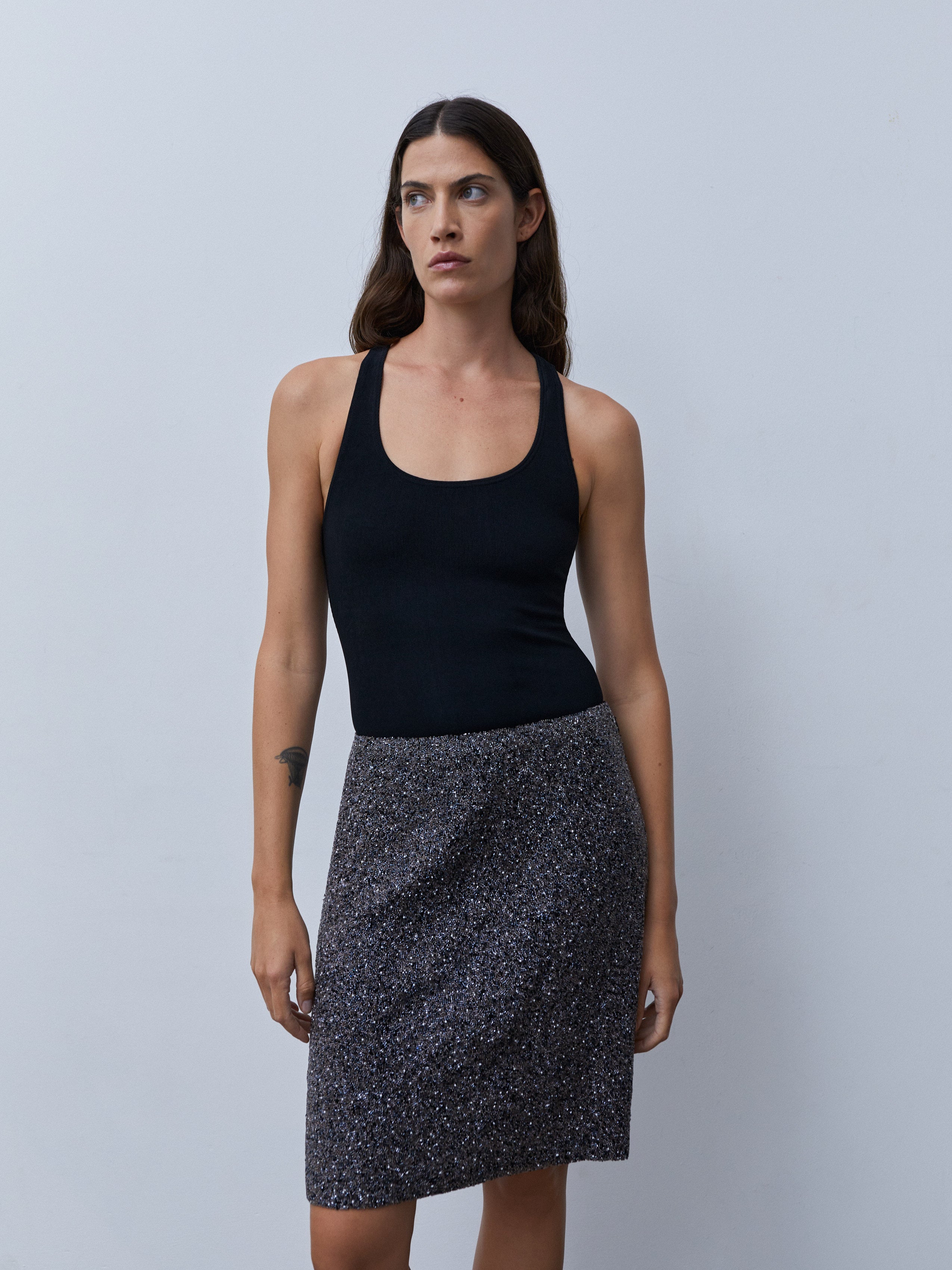 JIL SANDER FALL 2007 BEADED SKIRT