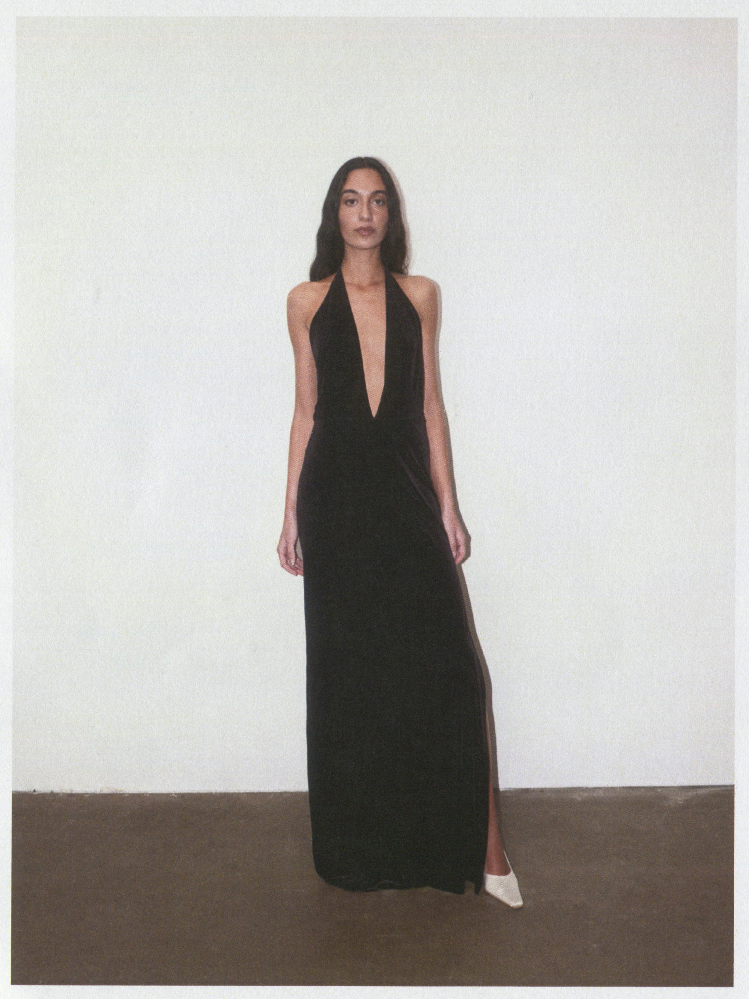 VELVET HALTER GOWN