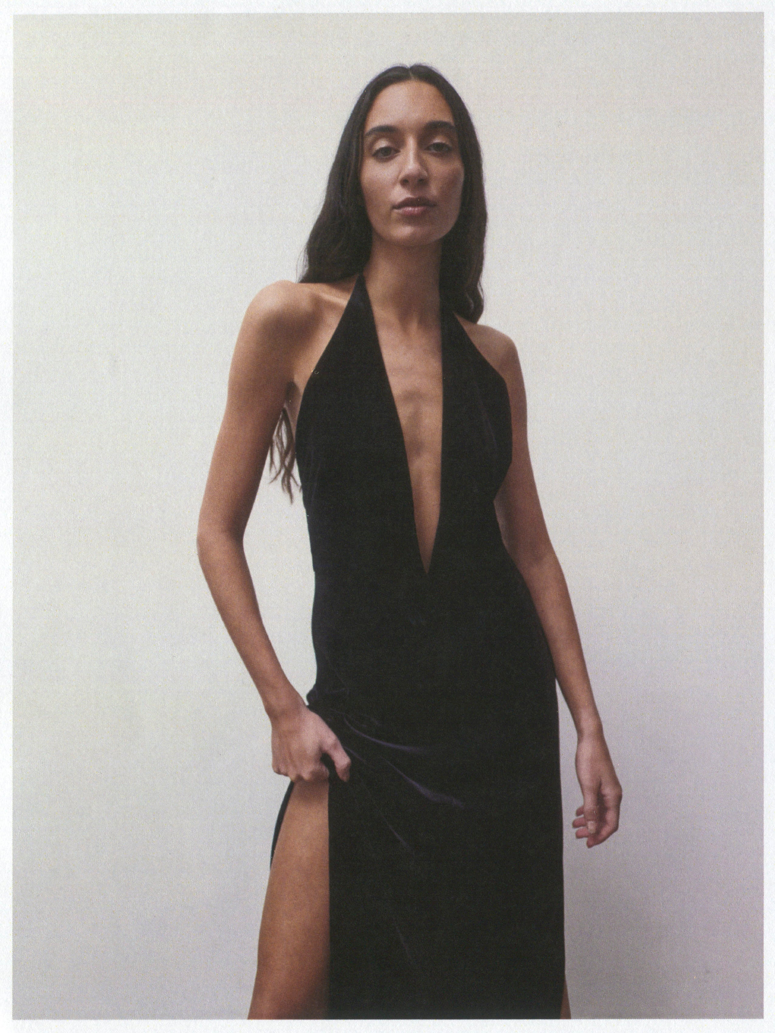 VELVET HALTER GOWN