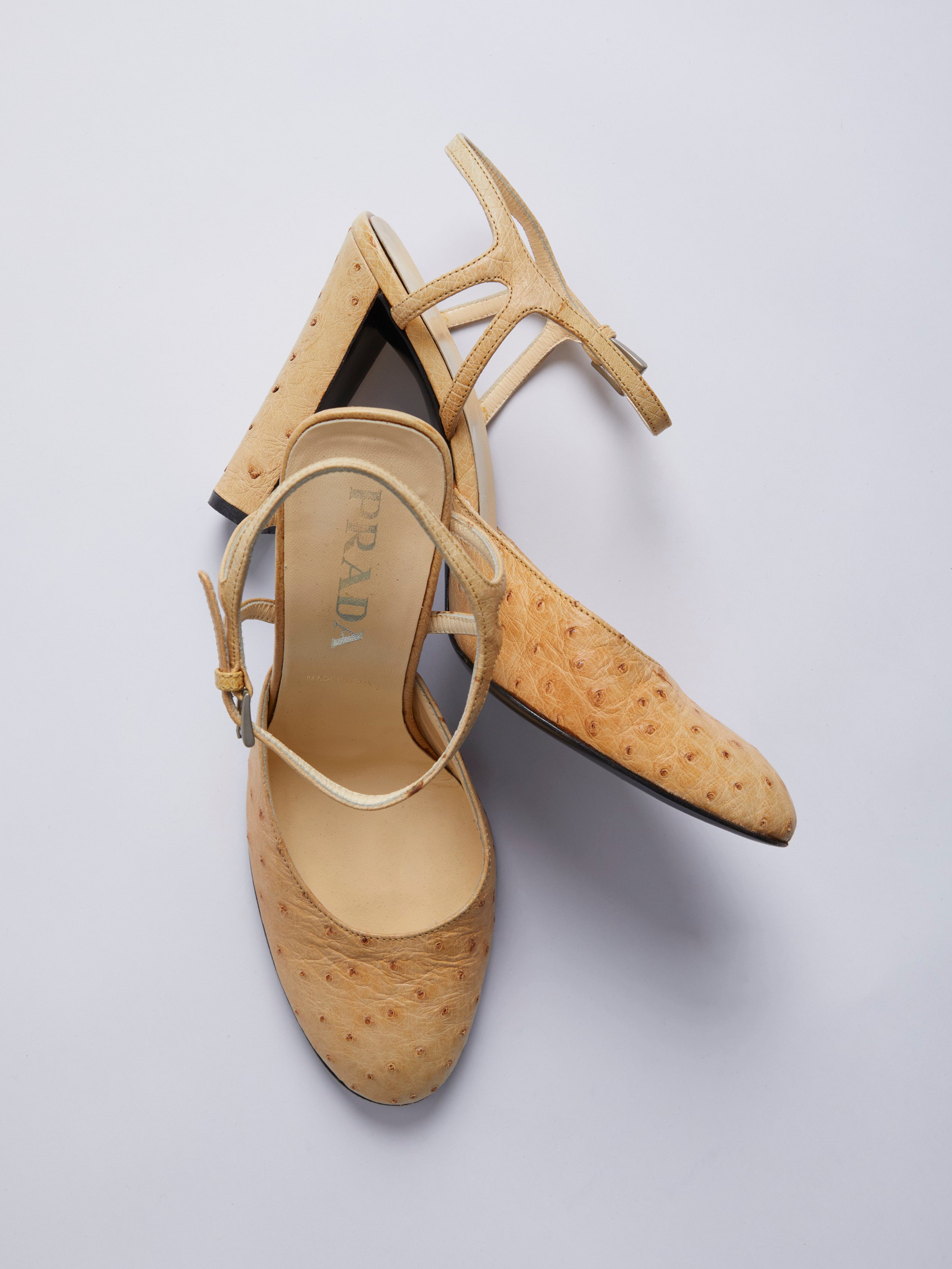 PRADA SPRING SUMMER 2000 OSTRICH HEELS