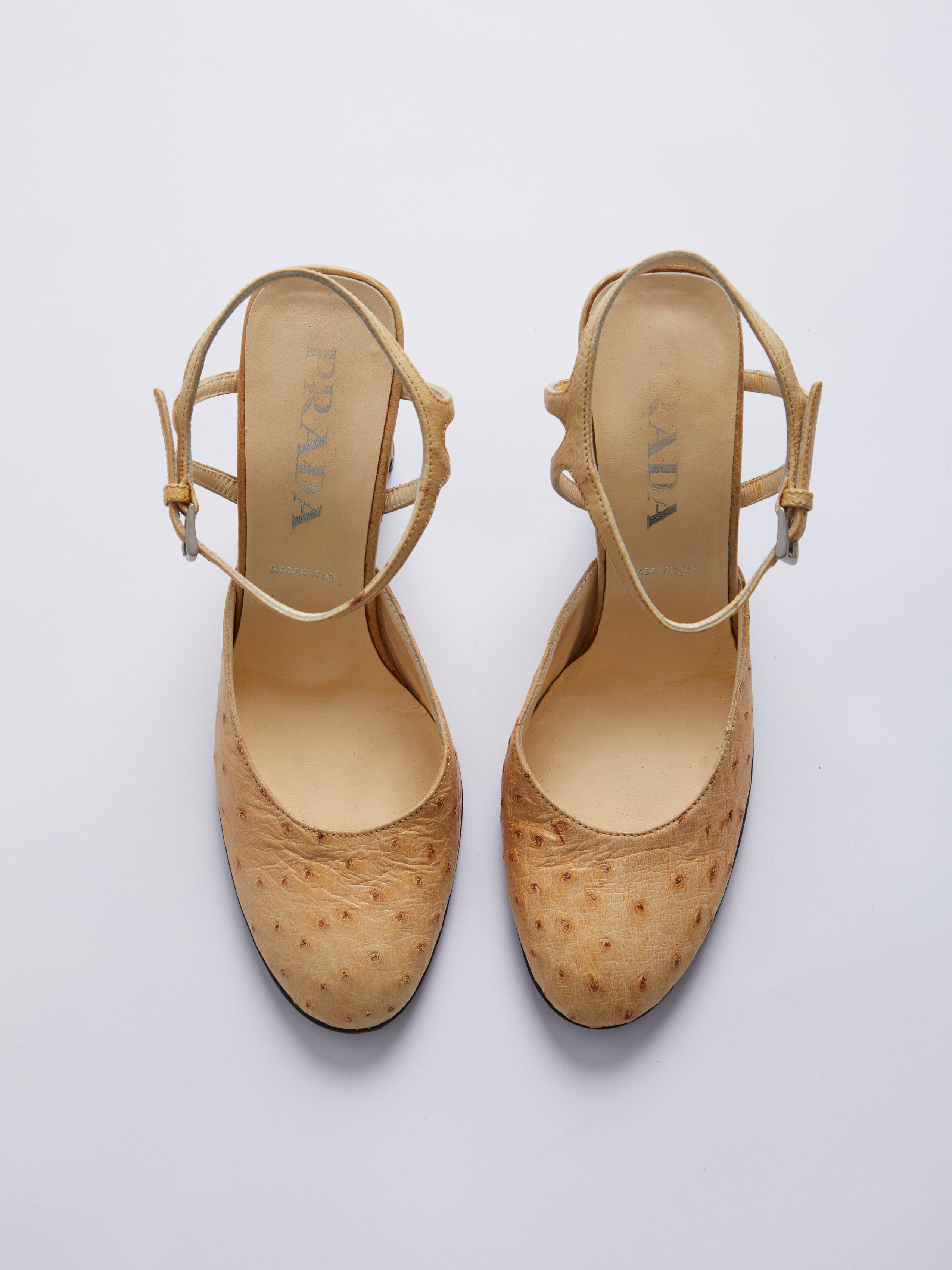 PRADA SPRING SUMMER 2000 OSTRICH HEELS