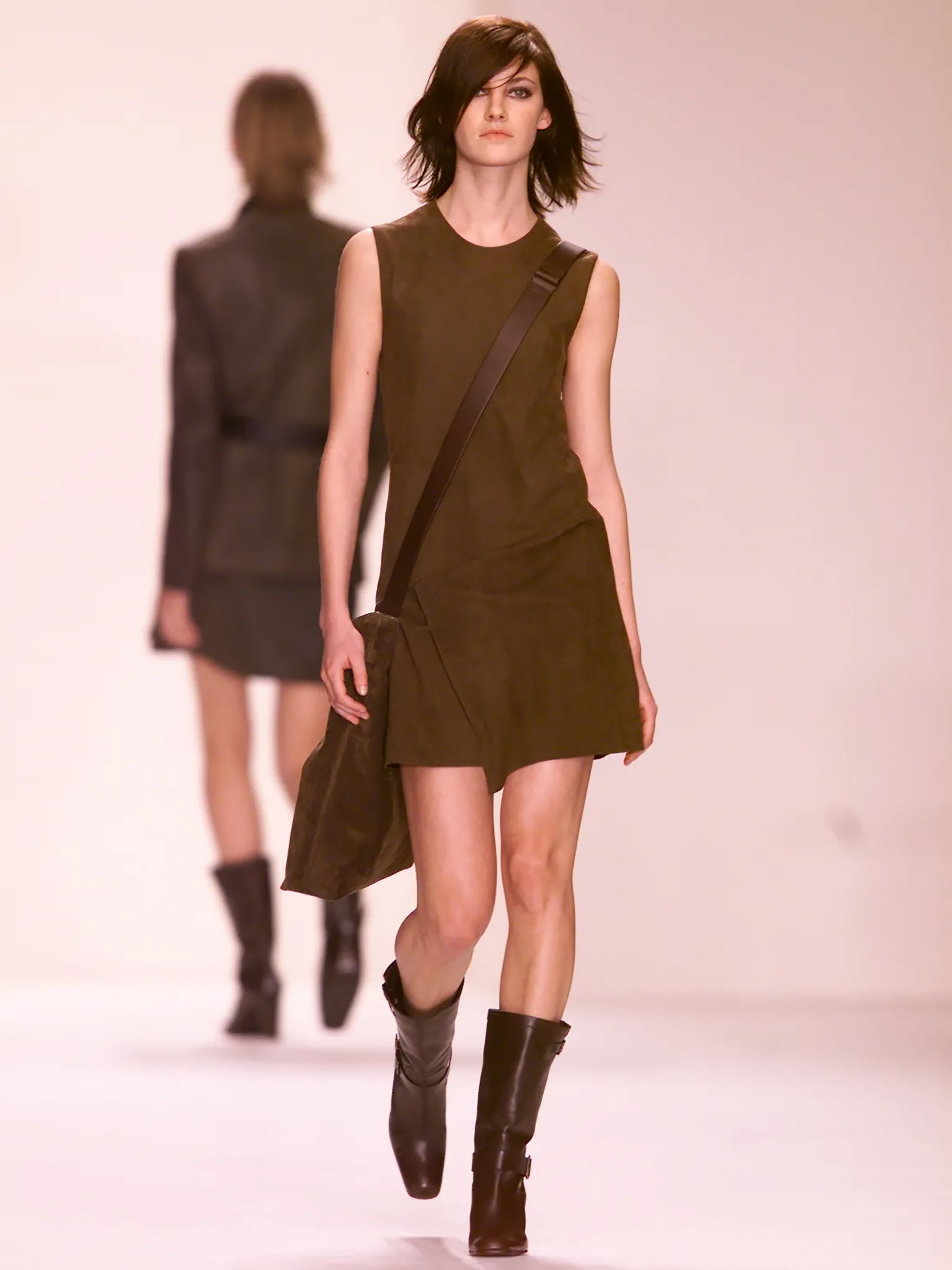 CALVIN KLEIN COLLECTION FALL 2001 SUEDE DRESS