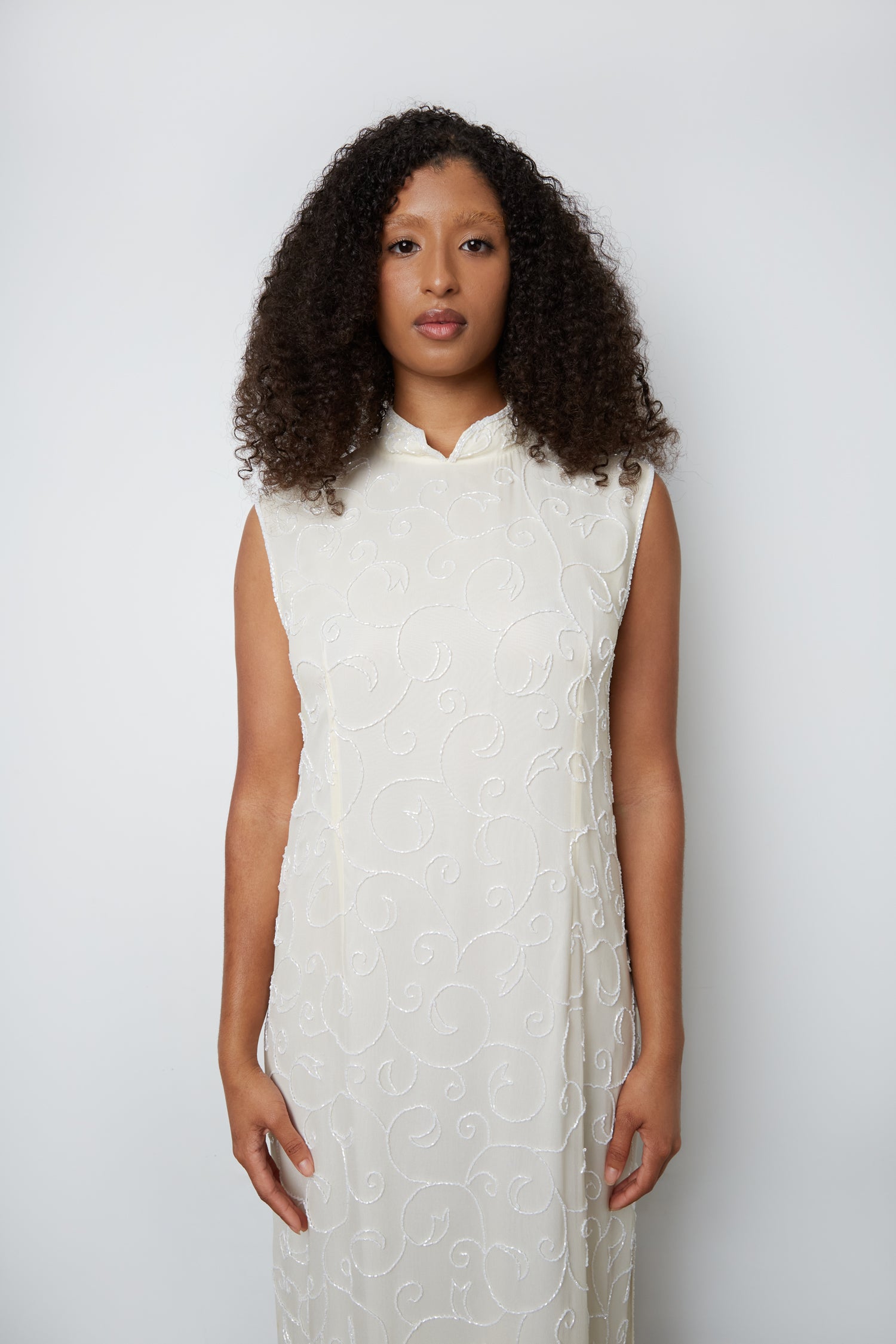 BEADED COLUMN DRESS