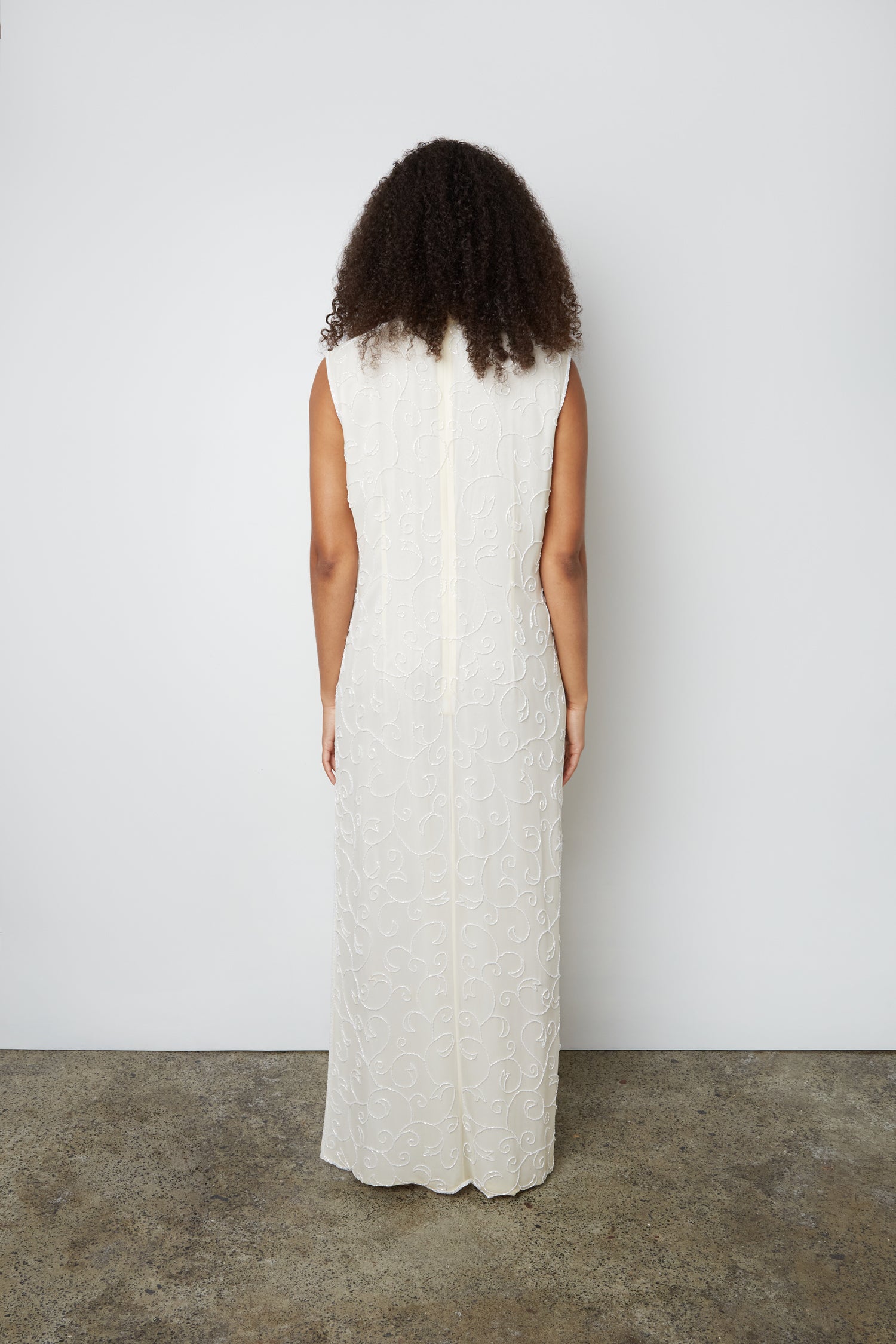 BEADED COLUMN DRESS