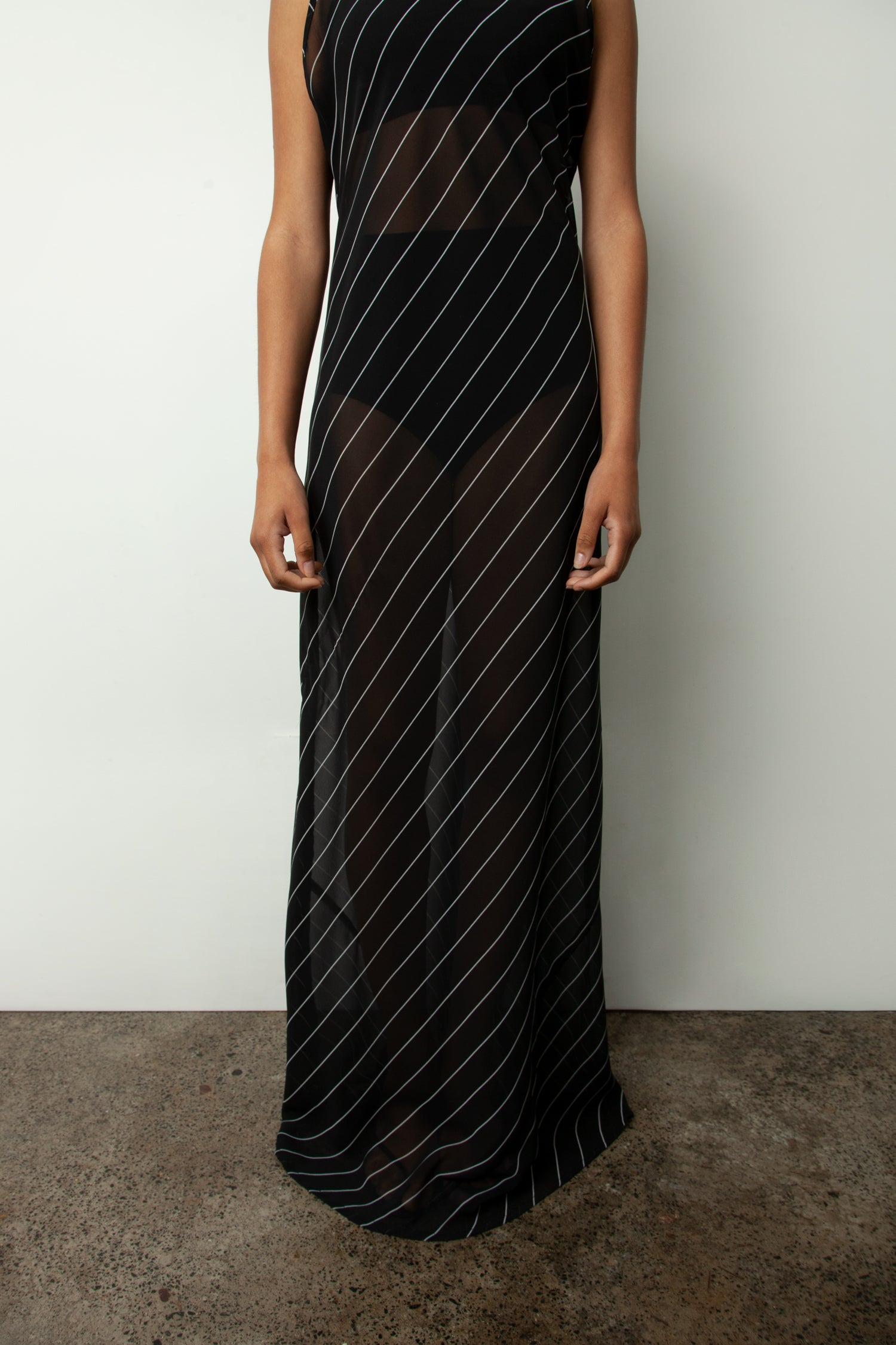 STRIPE BIAS DRESS