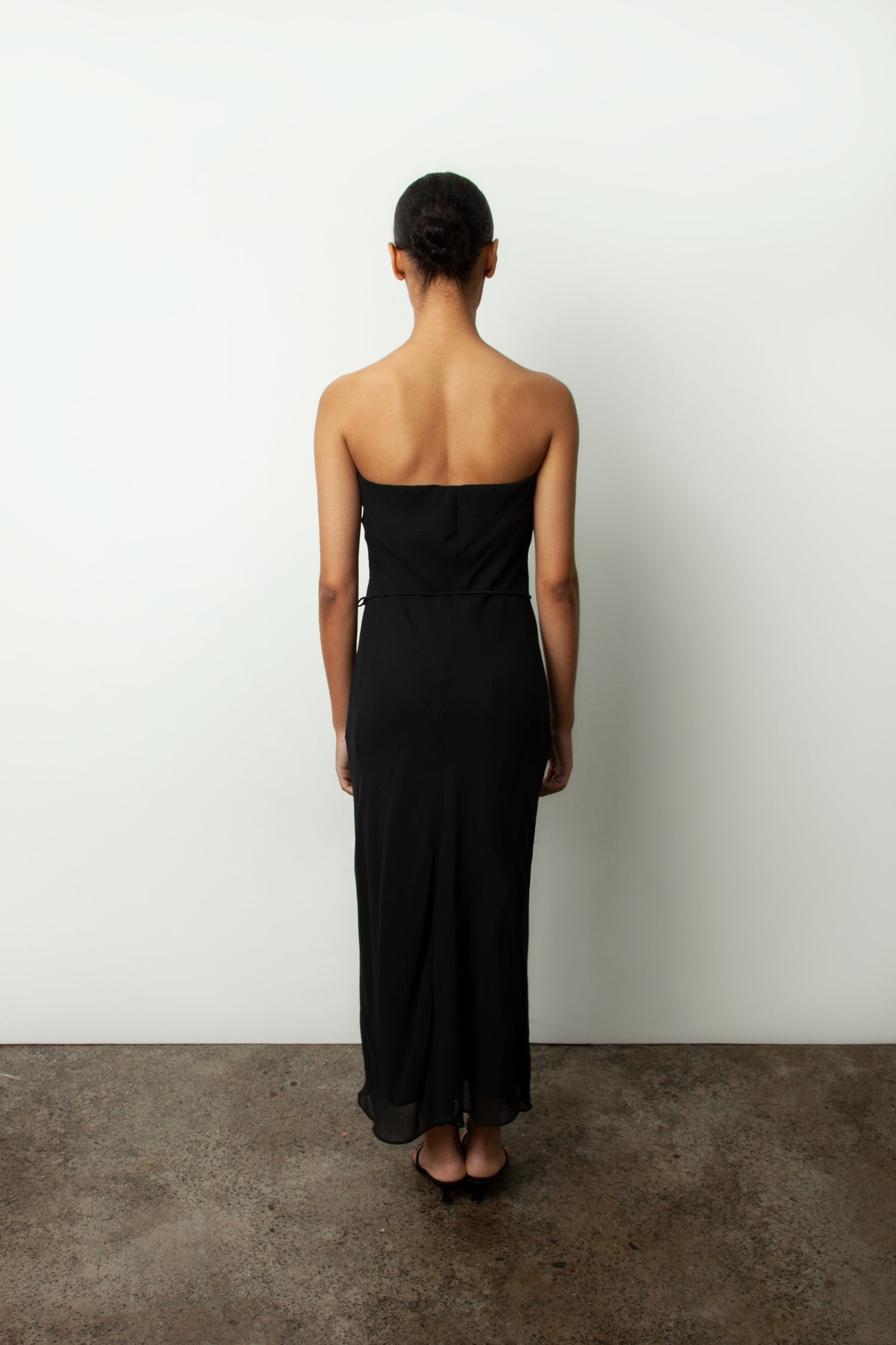 STRAPLESS CHIFFON DRESS