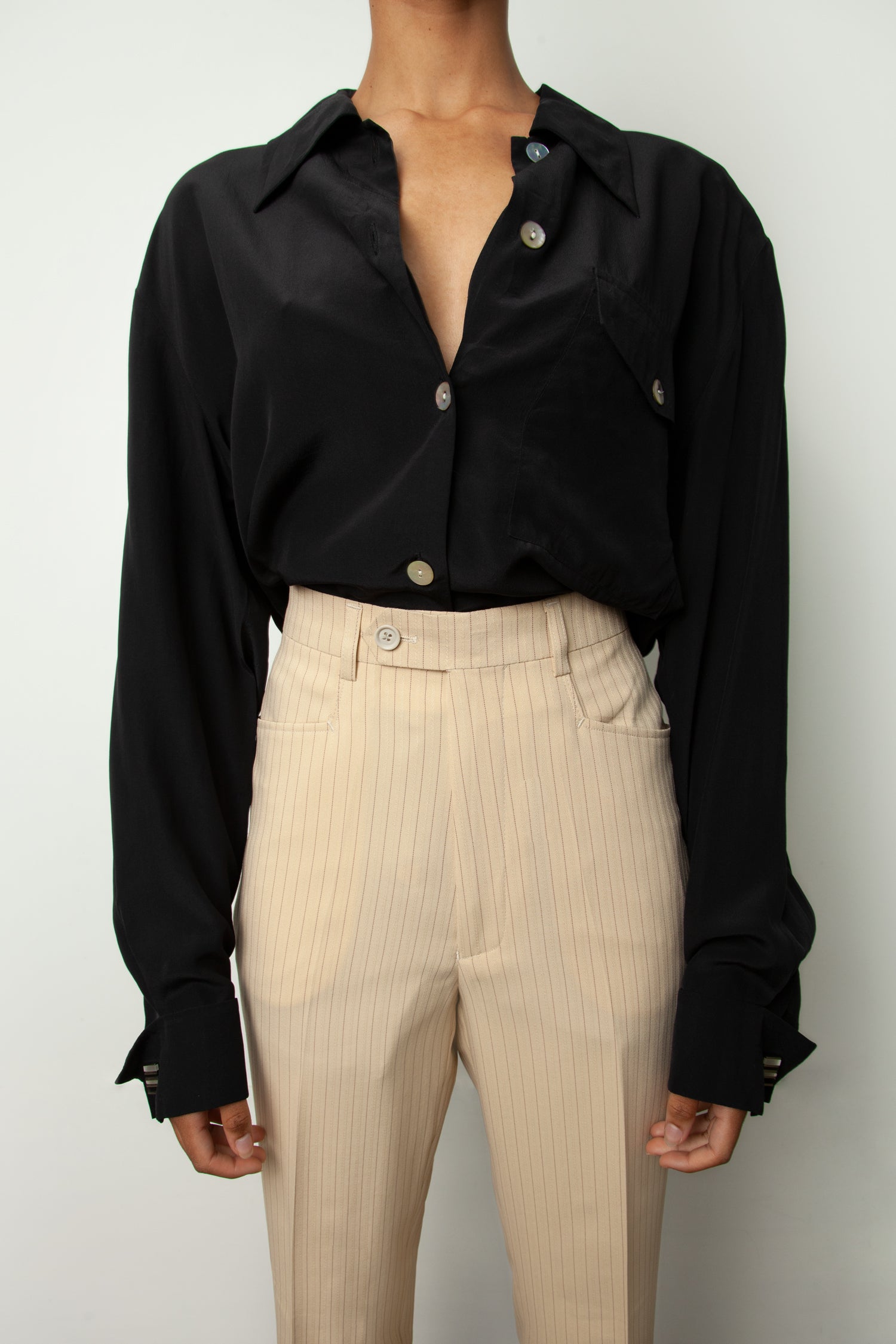 FLARED PINSTRIPE TROUSER