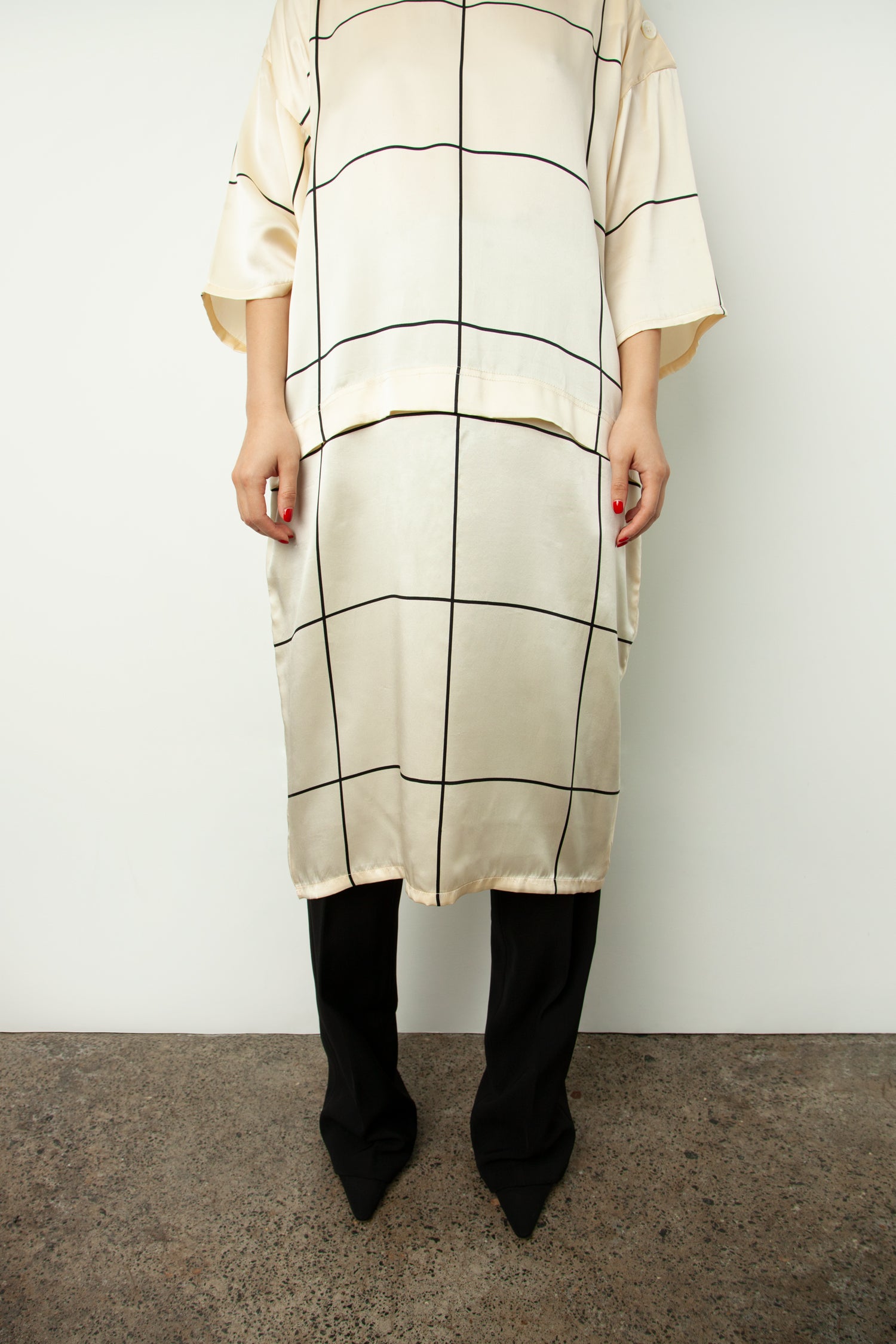 CHECK SILK DRESS