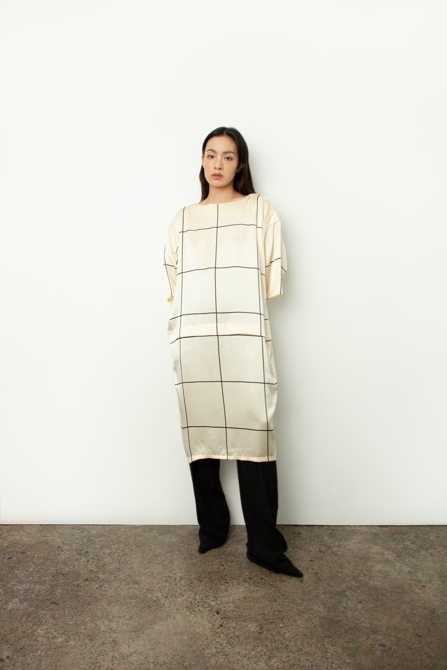 CHECK SILK DRESS
