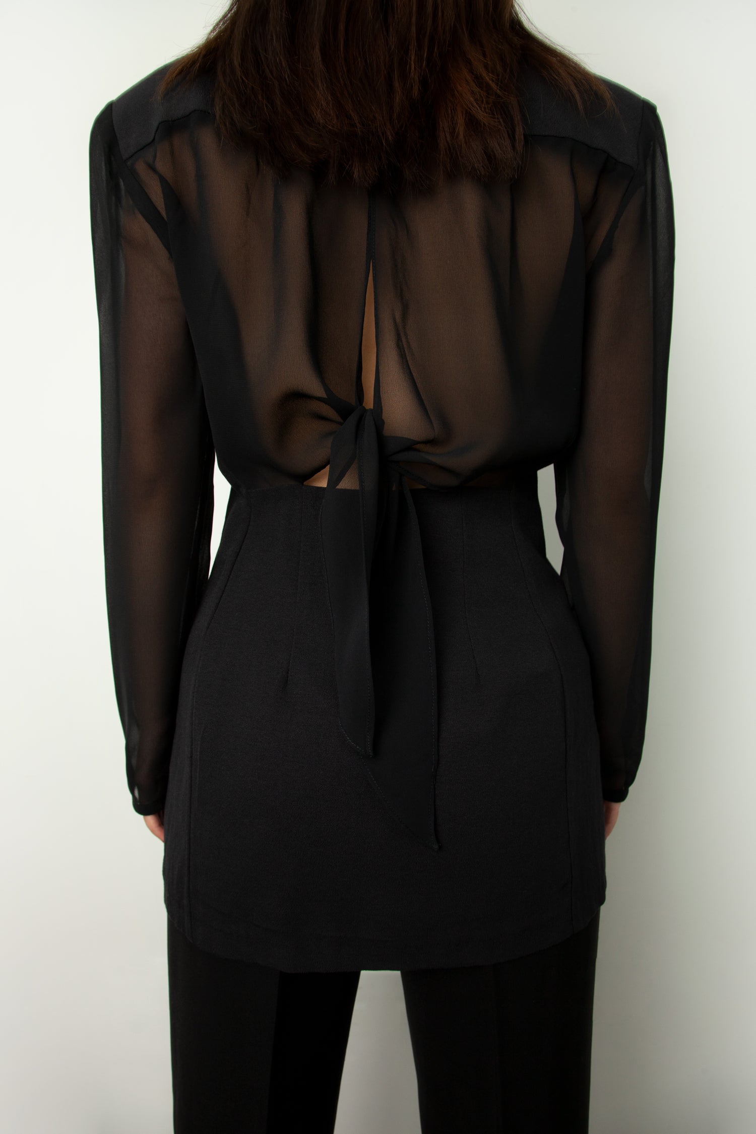CHIFFON TIE BACK BLAZER