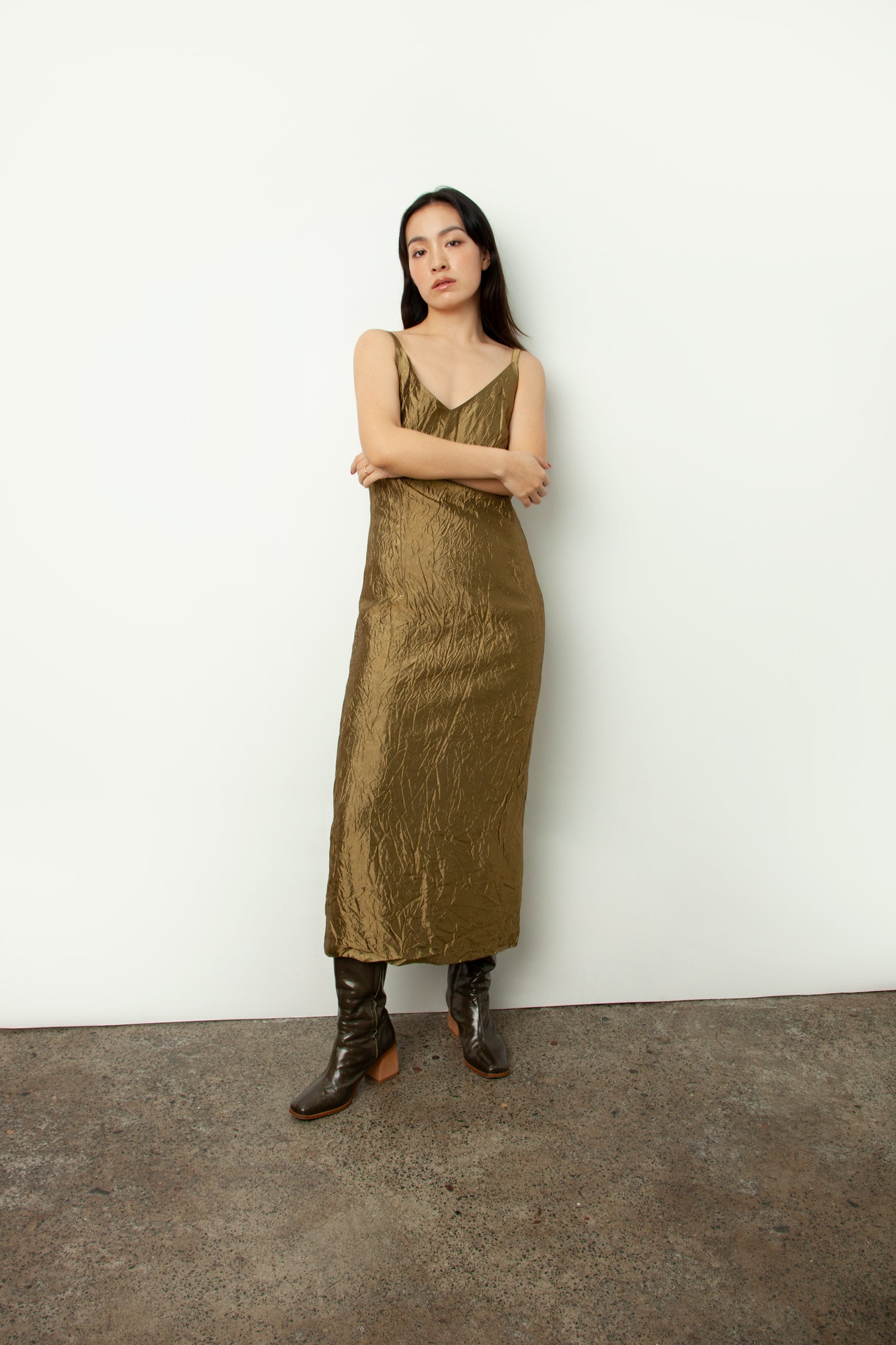 CRINKLE SLIP DRESS