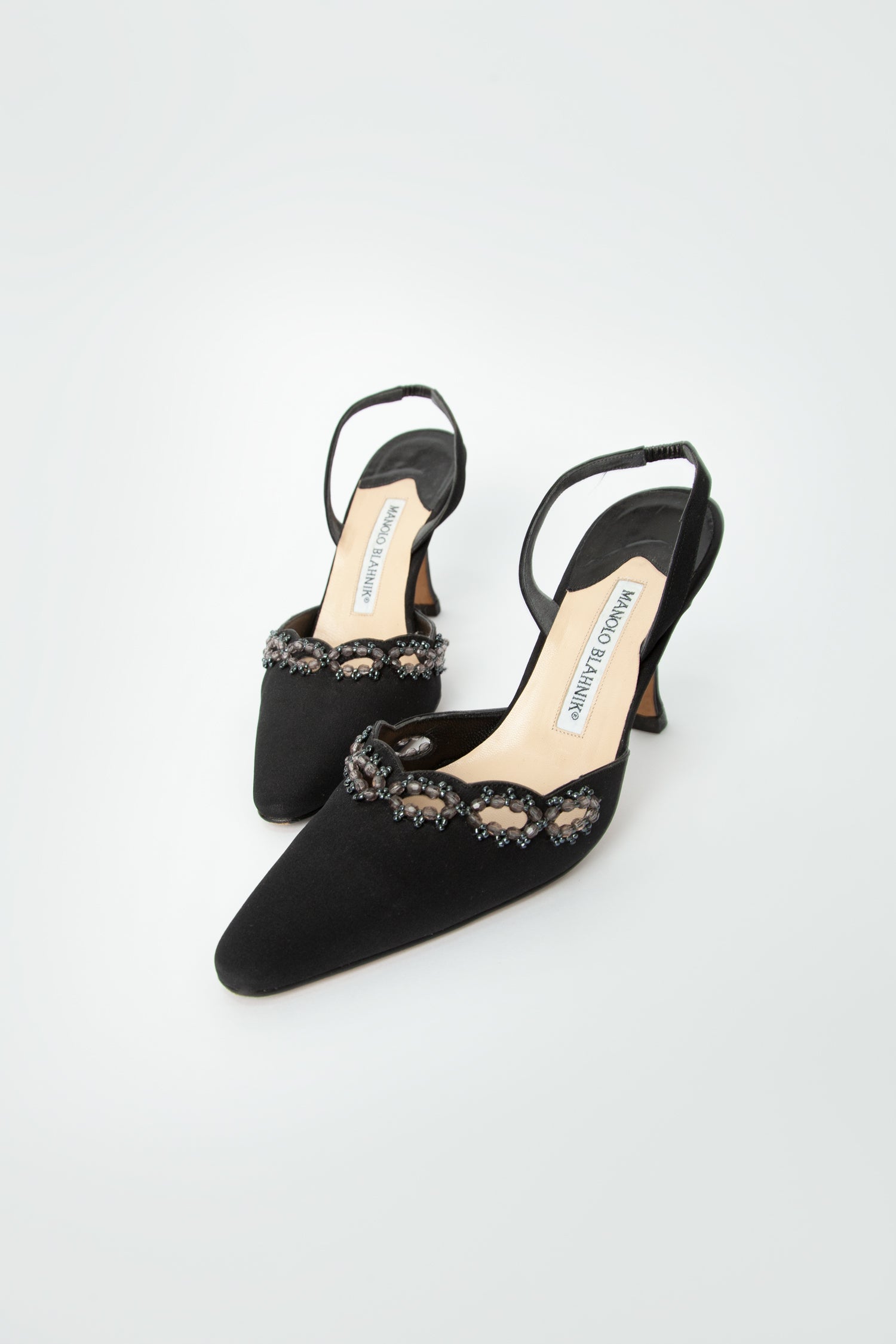 MANOLO BLAHNIK BEADED SLINGBACKS