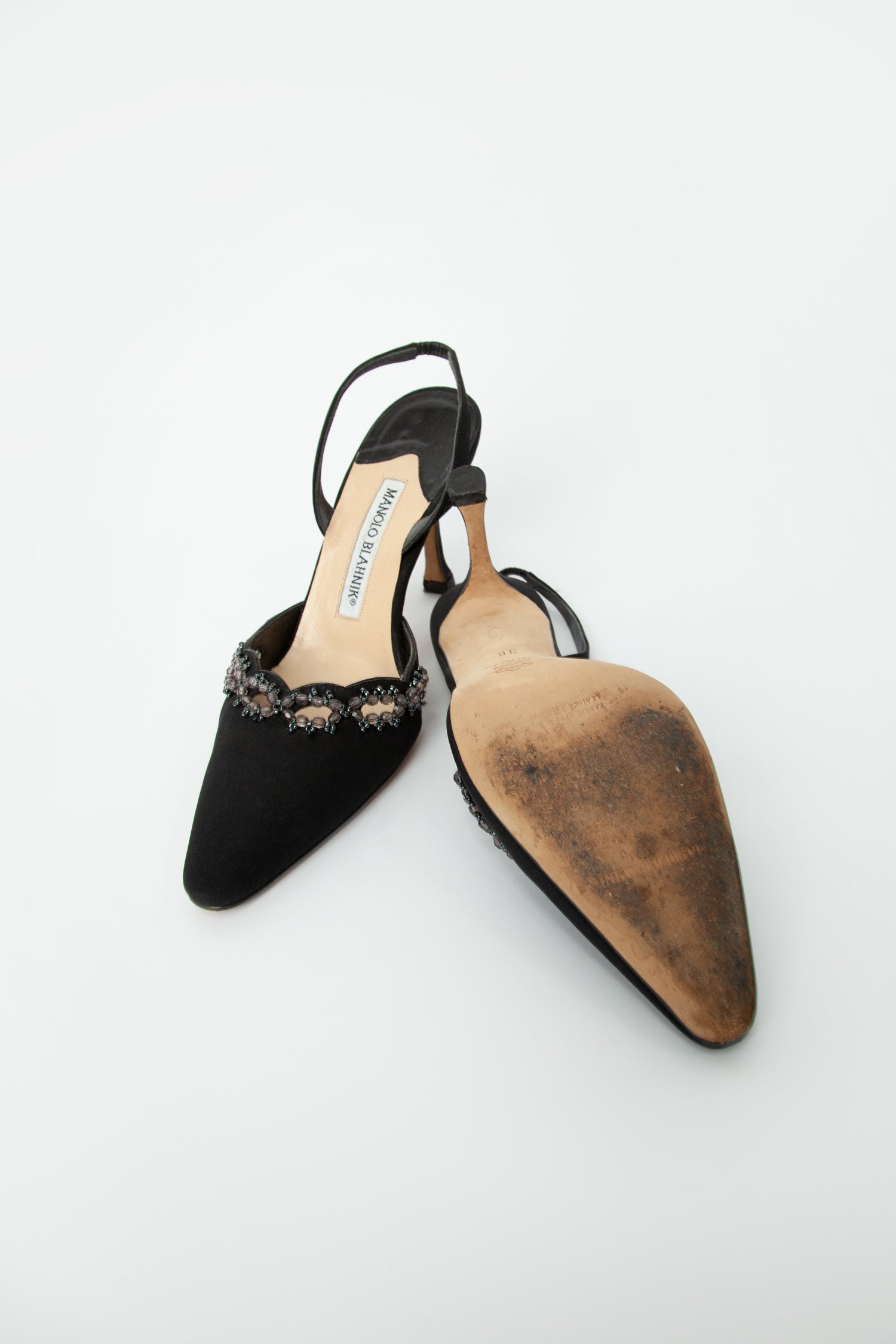 MANOLO BLAHNIK BEADED SLINGBACKS