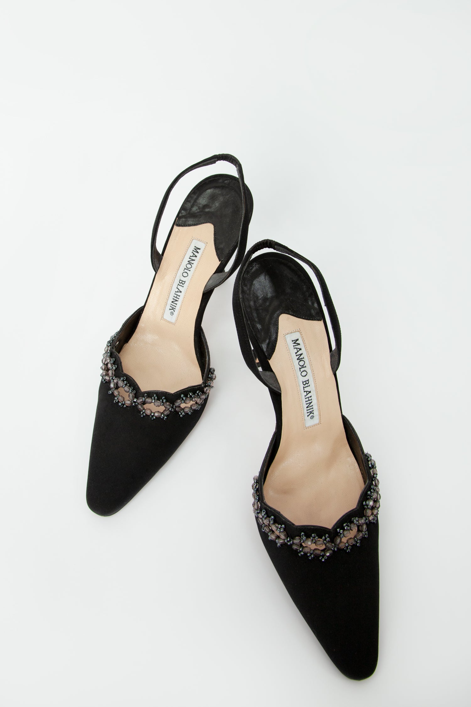 MANOLO BLAHNIK BEADED SLINGBACKS