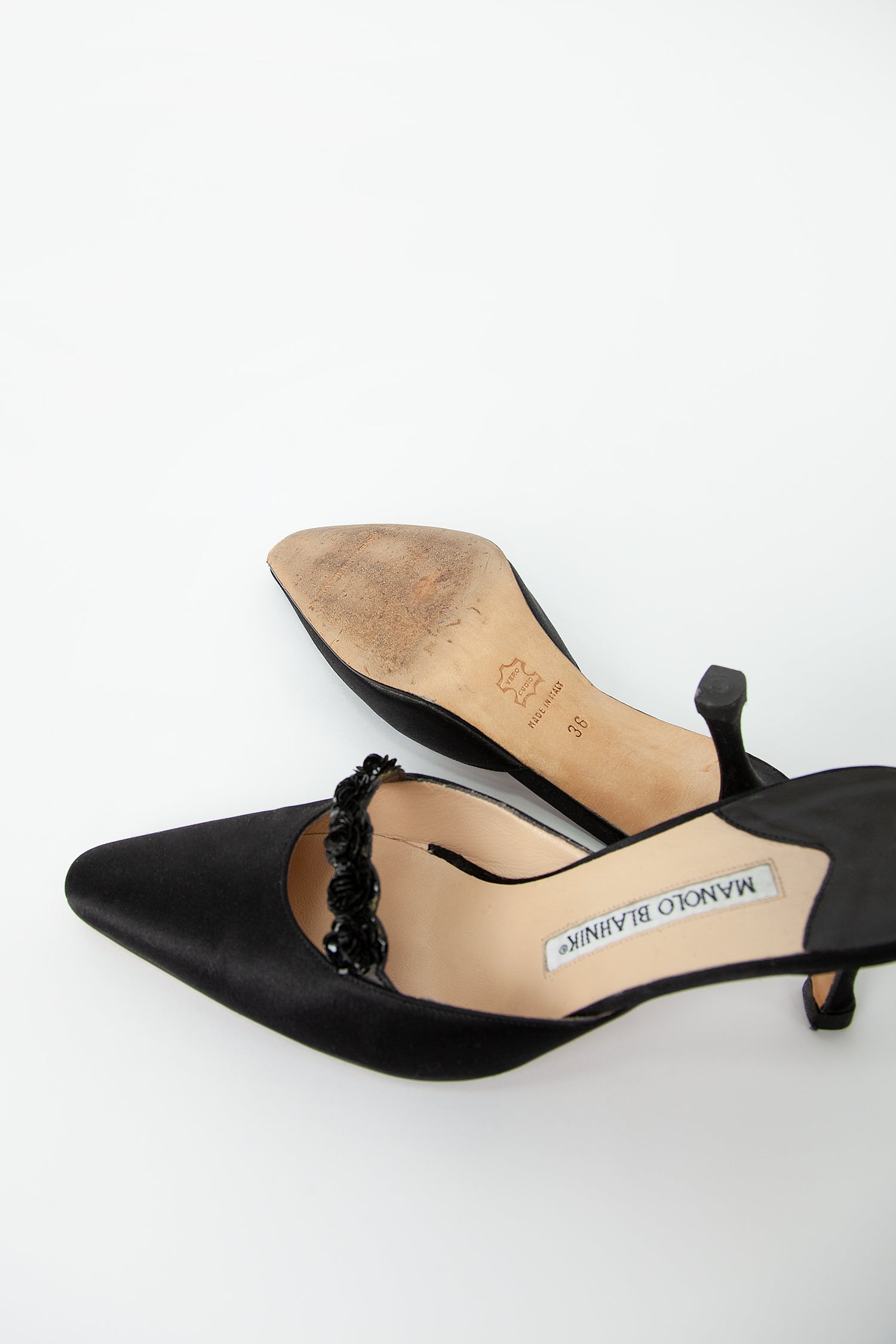 MANOLO BLAHNIK SATIN MULES