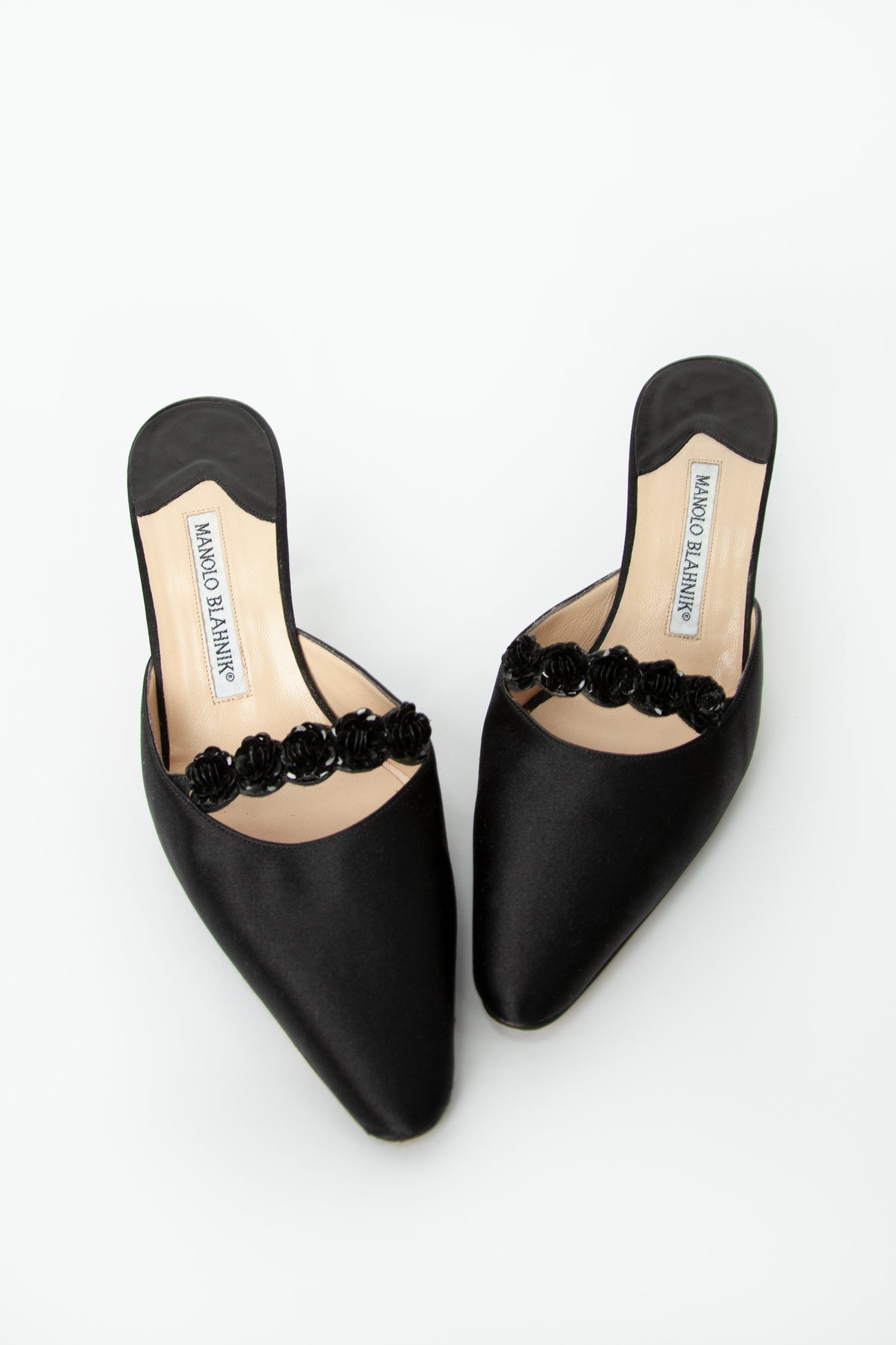 MANOLO BLAHNIK SATIN MULES