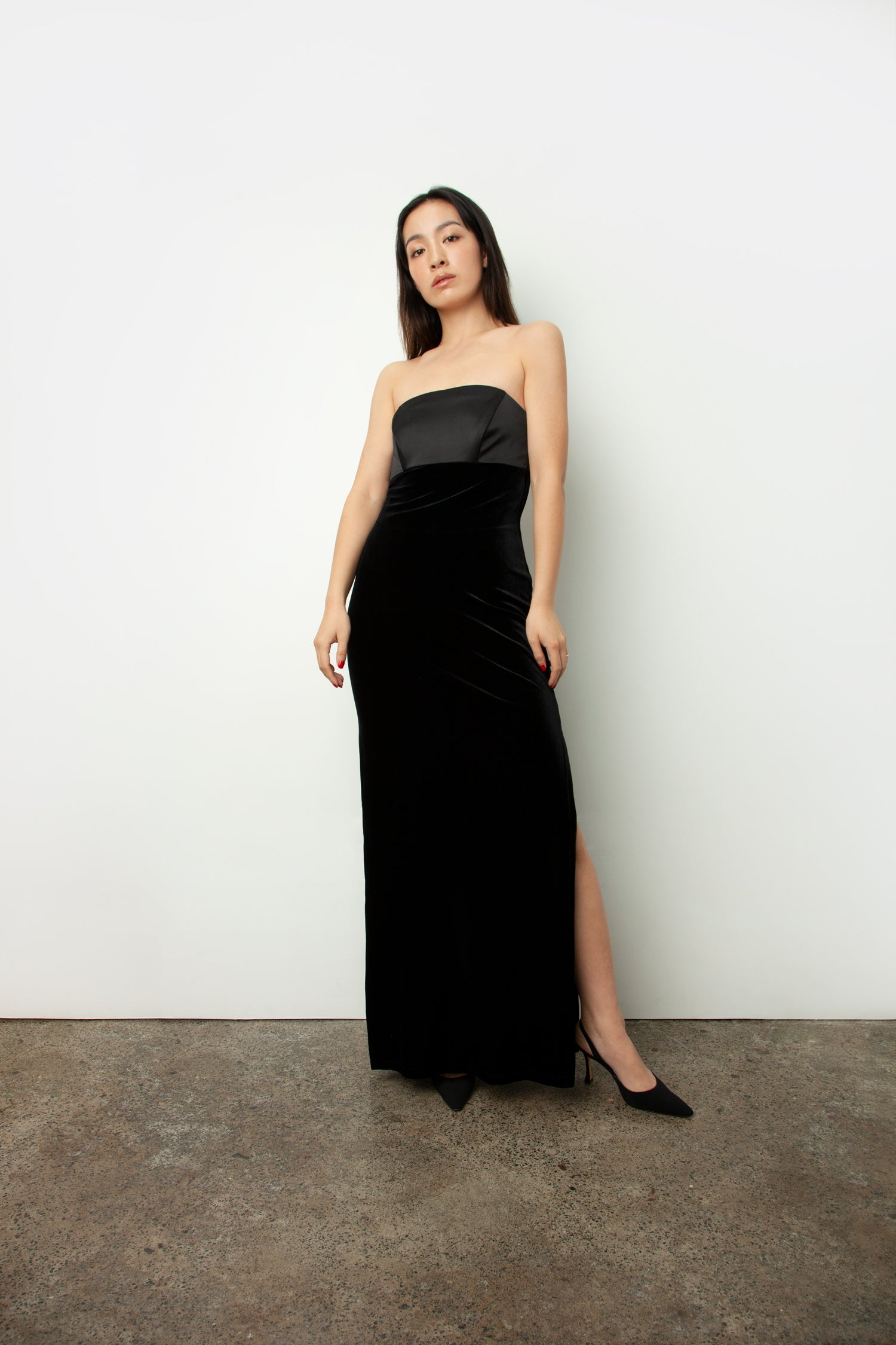 SATIN VELVET DRESS