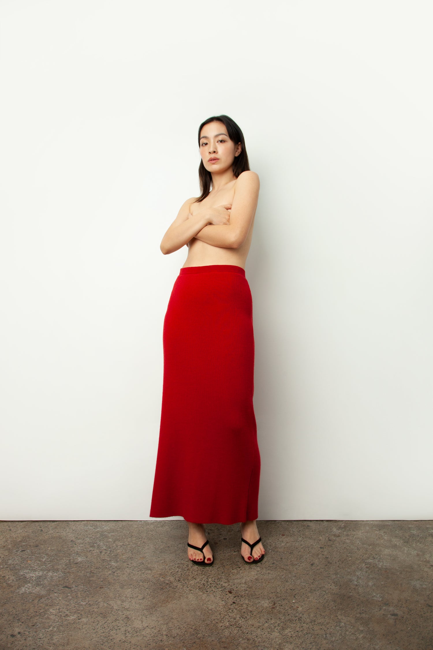 WOOL JEAN SKIRT