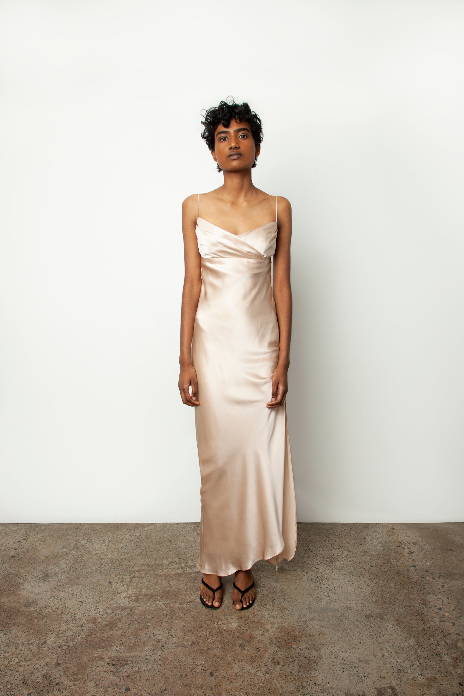 BACKLESS SILK SLIP DRESS