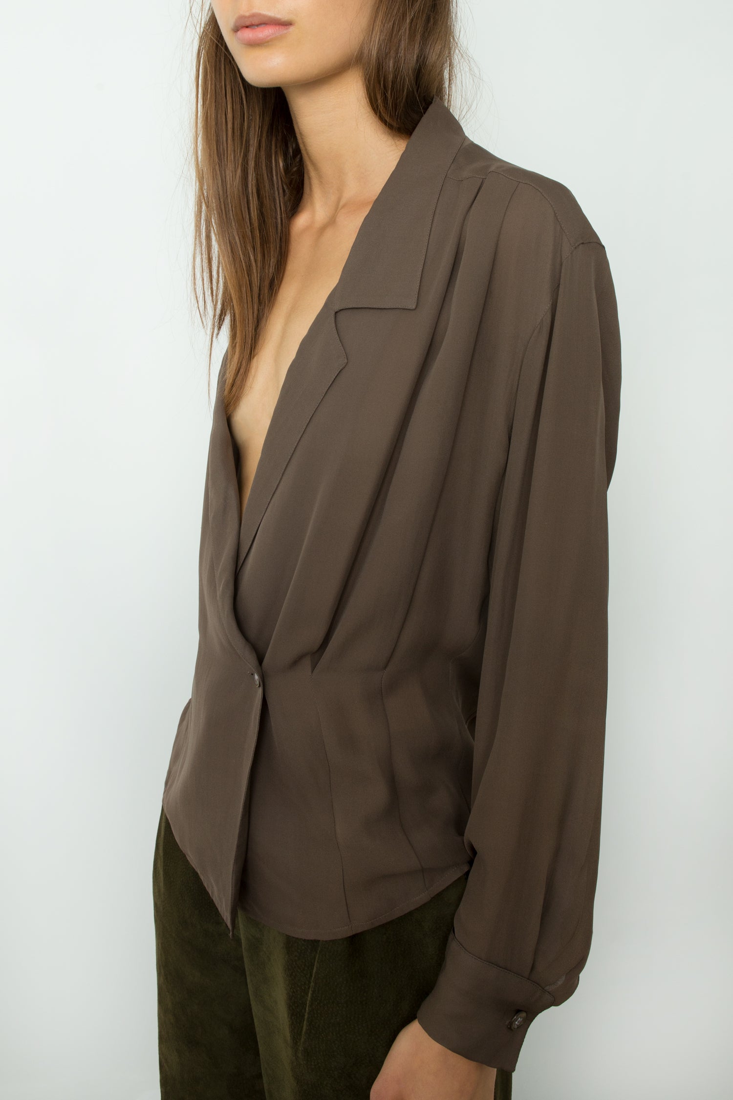 DOUBLE BREASTED SILK SHIRT