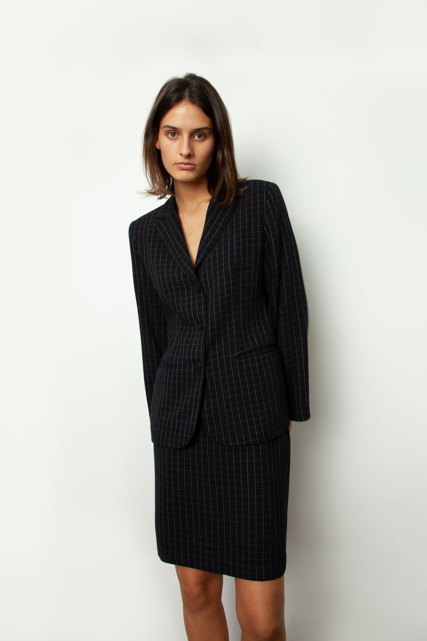 CHECK SKIRT SUIT