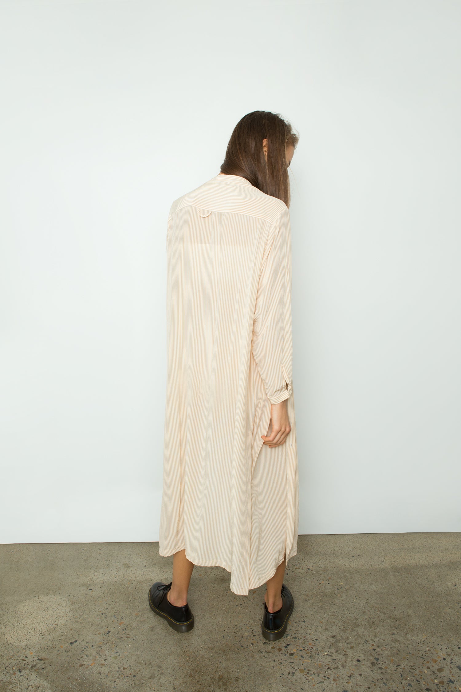 STRIPE SILK SHIRT DRESS