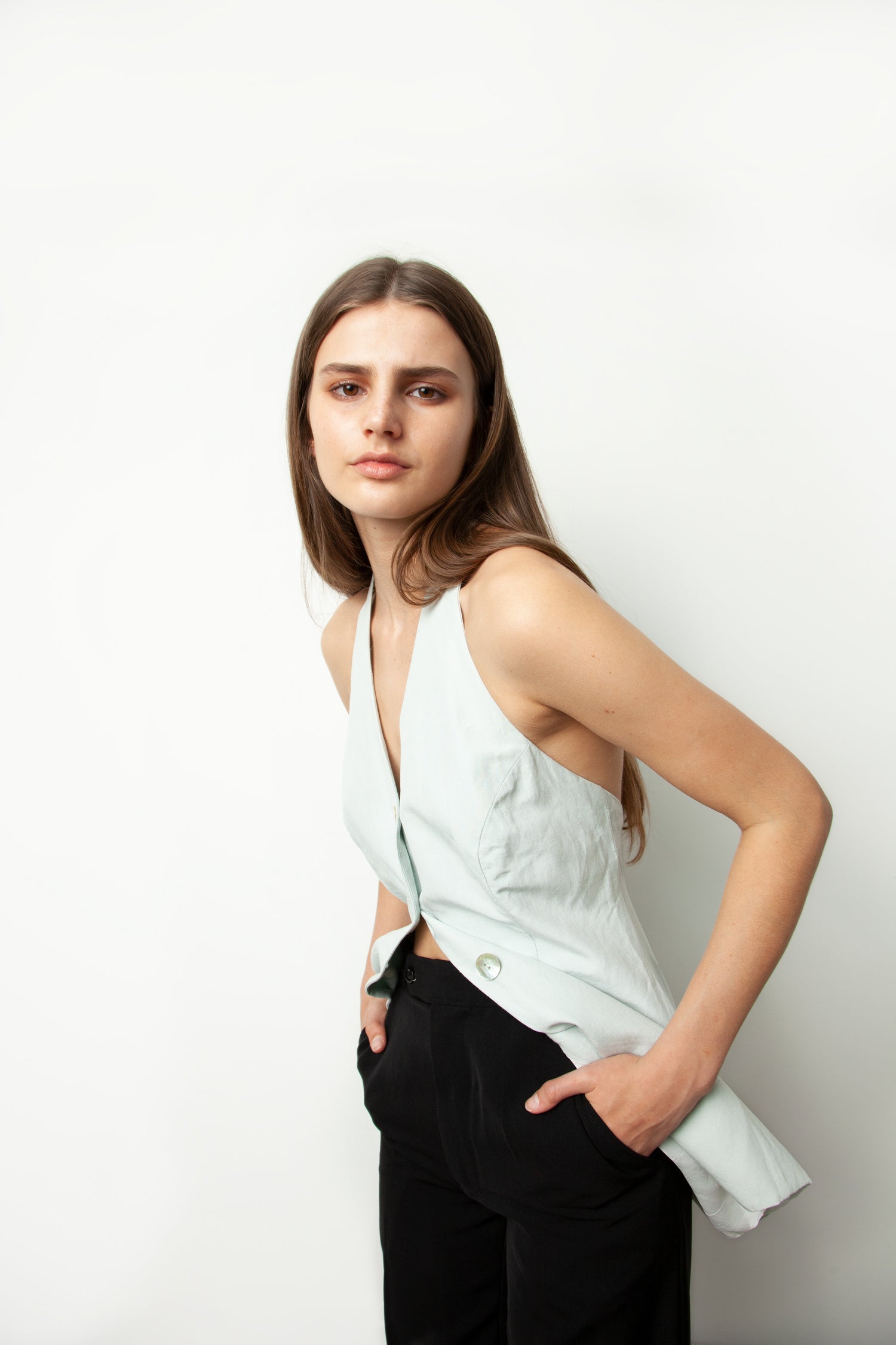 SILK LINEN HALTER